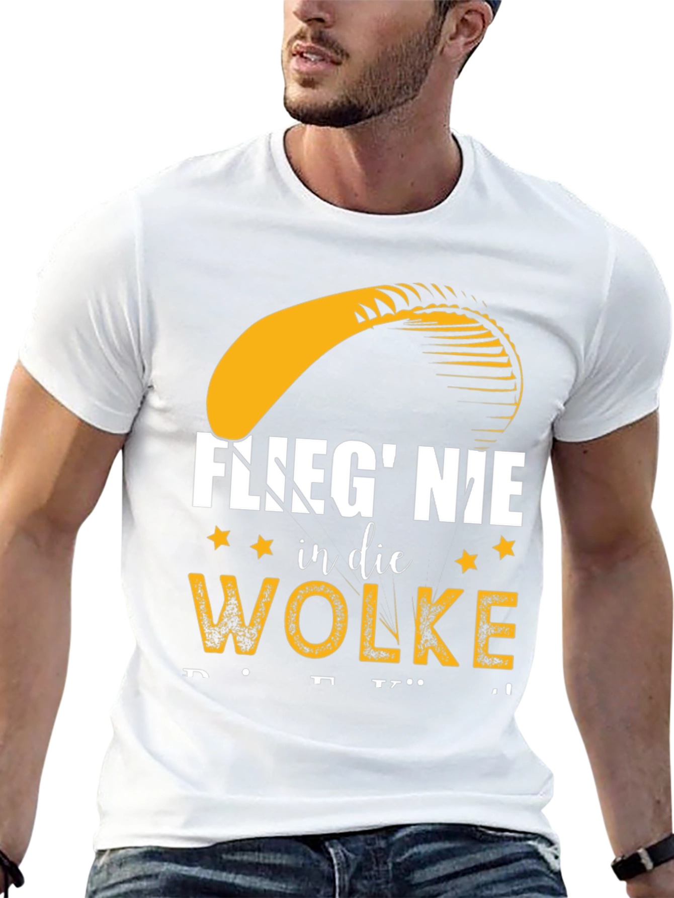 Black Flieg' Nie in die Wolke T-Shirt - Paragliding Gift view 13