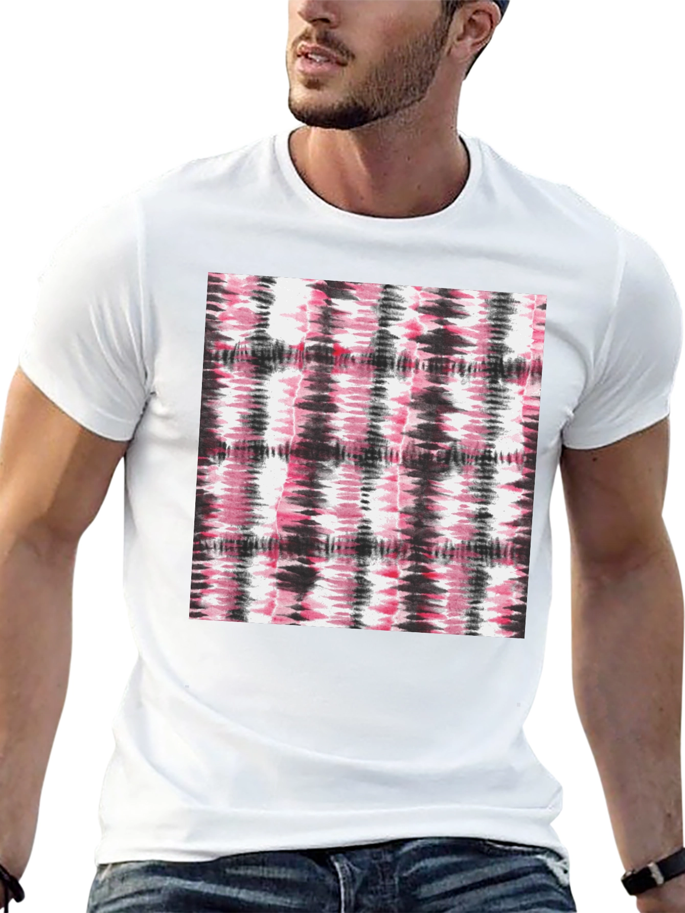 Black Abstract Tie-Dye Graphic Black T-Shirt view 13
