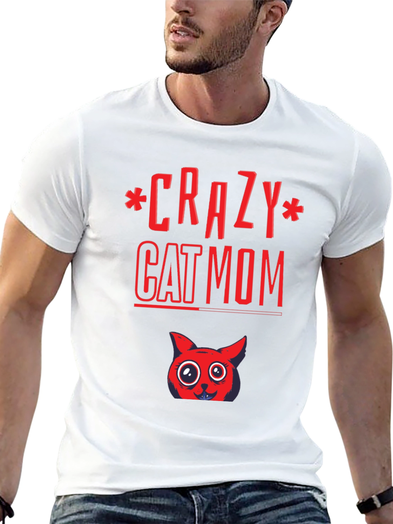 Black Crazy Cat Mom Graphic Tee - Soft Cotton Blend view 13