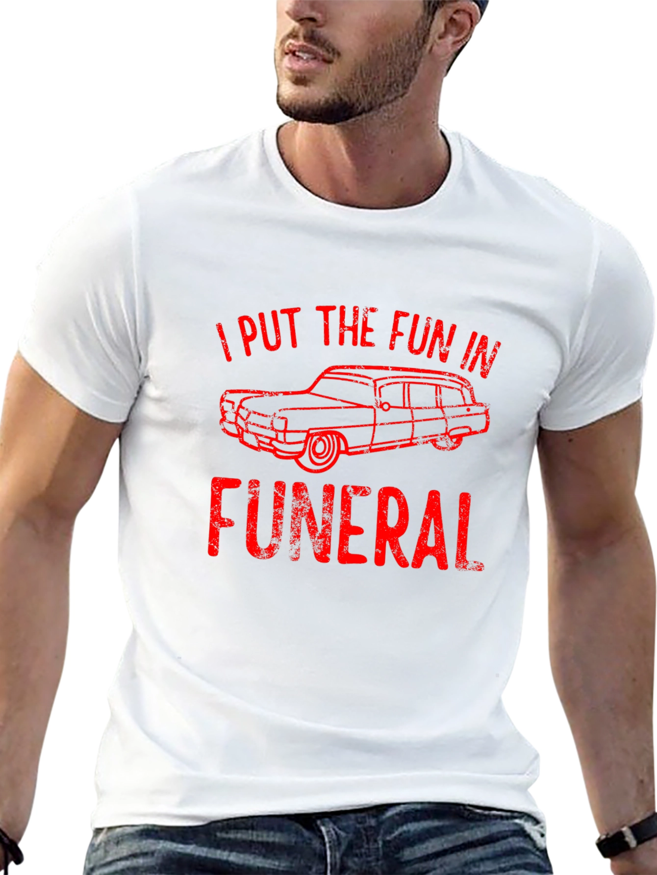 Black I Put the Fun in Funeral Hearse T-Shirt view 13