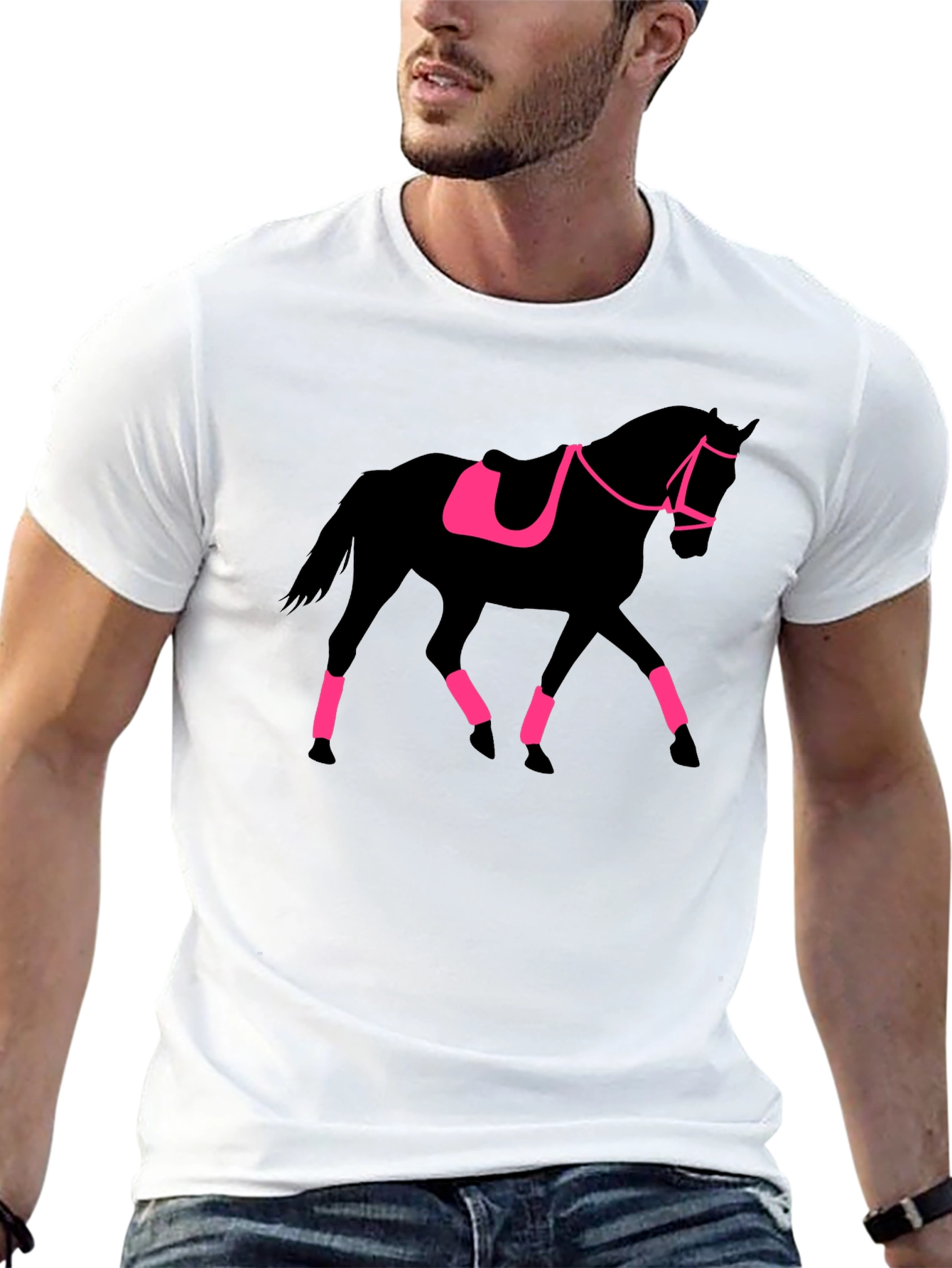Black Equestrian Horse Silhouette Graphic Tee view 13