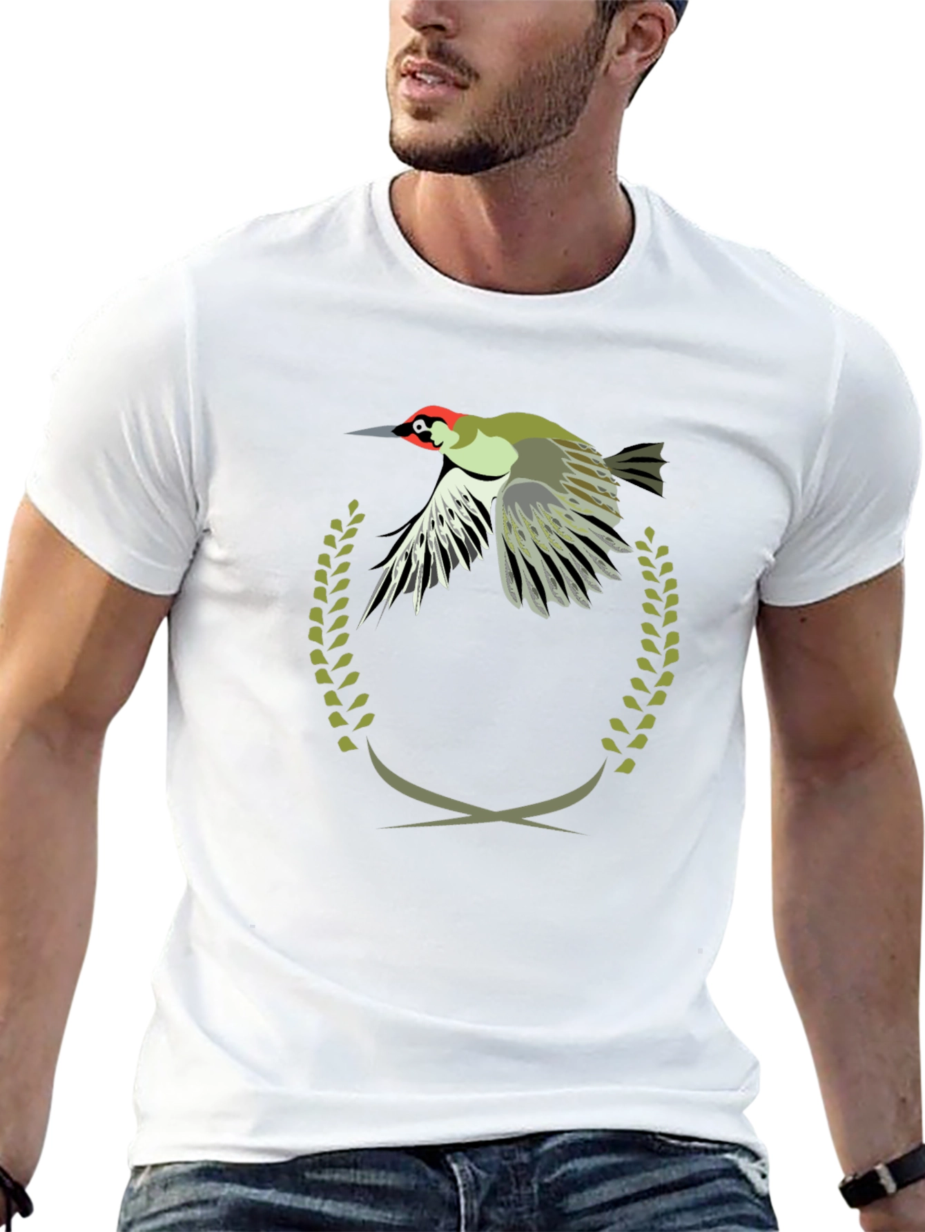 Black Woodpecker Emblem Tee - Unique Graphic Print T-Shirt view 13