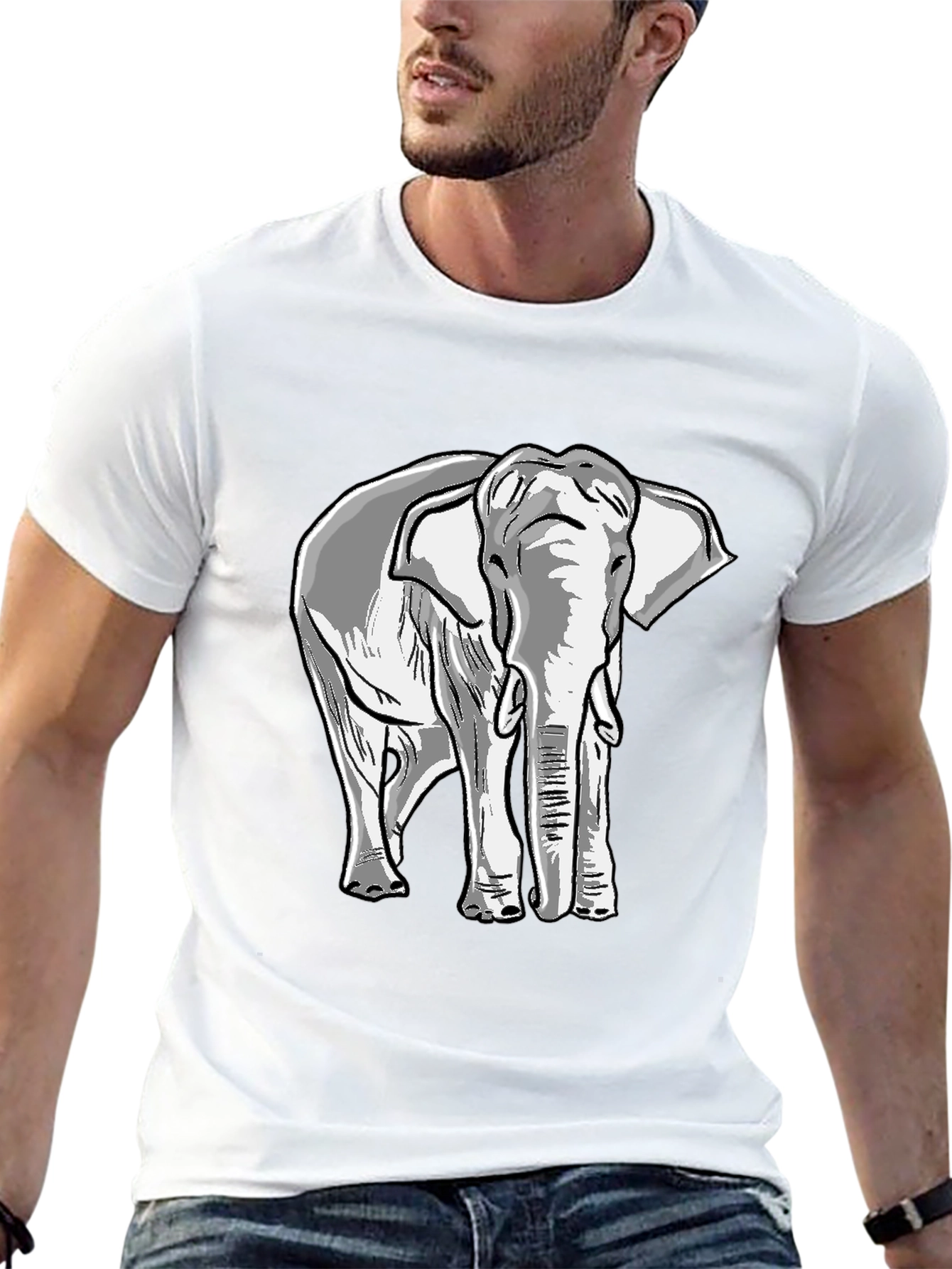 Black Elephant Graphic Tee - Unisex Casual Black T-Shirt view 13