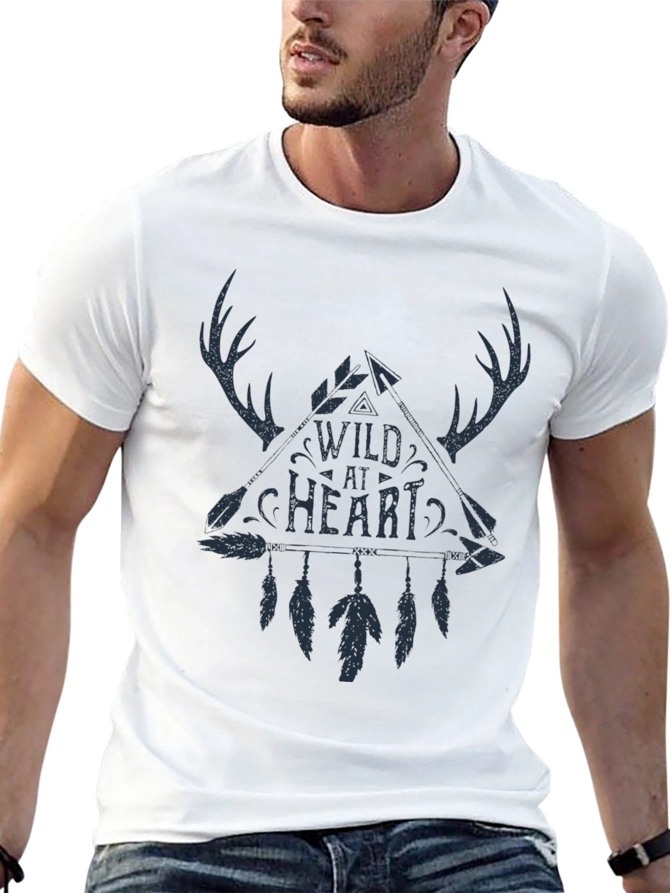 Black Wild at Heart Graphic Tee - Black Cotton Casual T-Shirt view 13