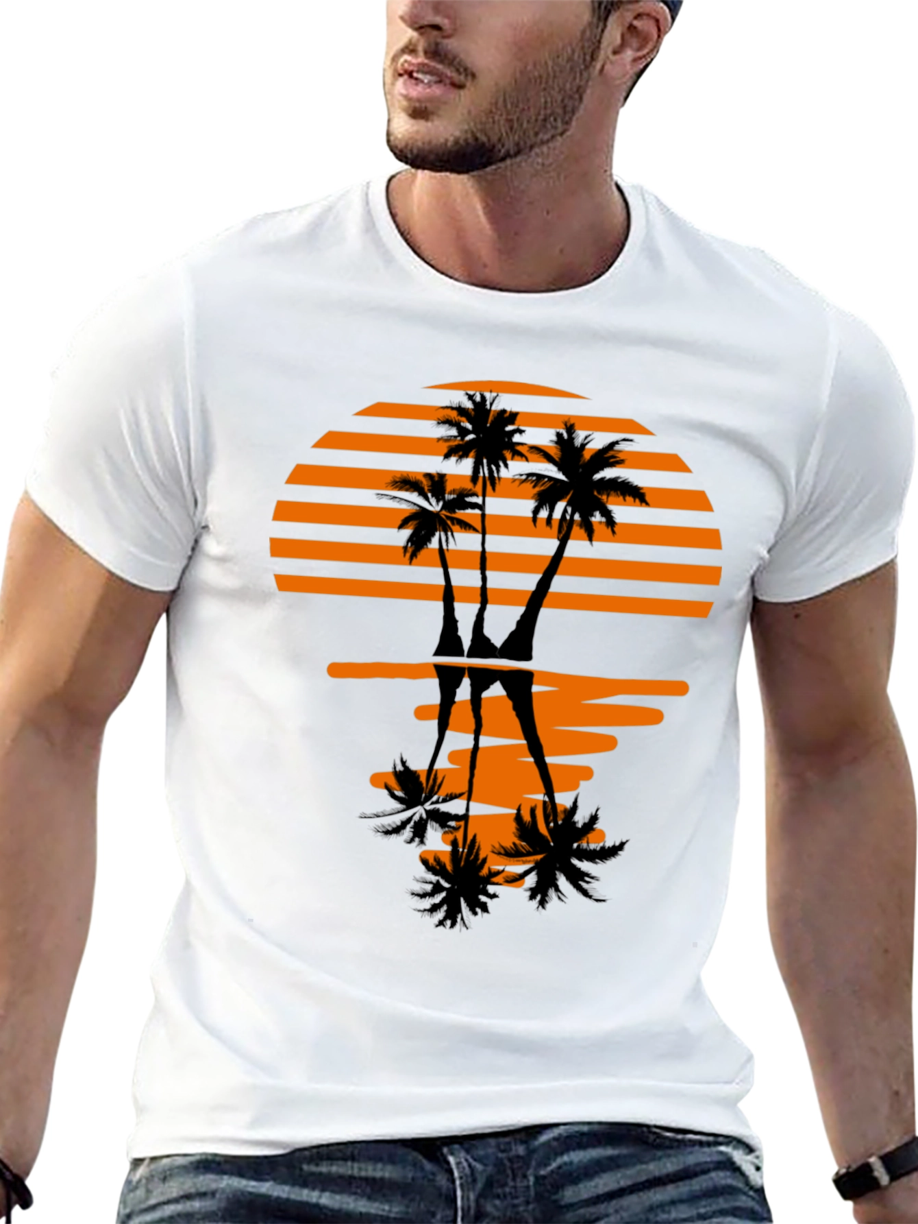 Black Sunset Palm Tree Graphic Tee - Stylish Black T-Shirt view 13