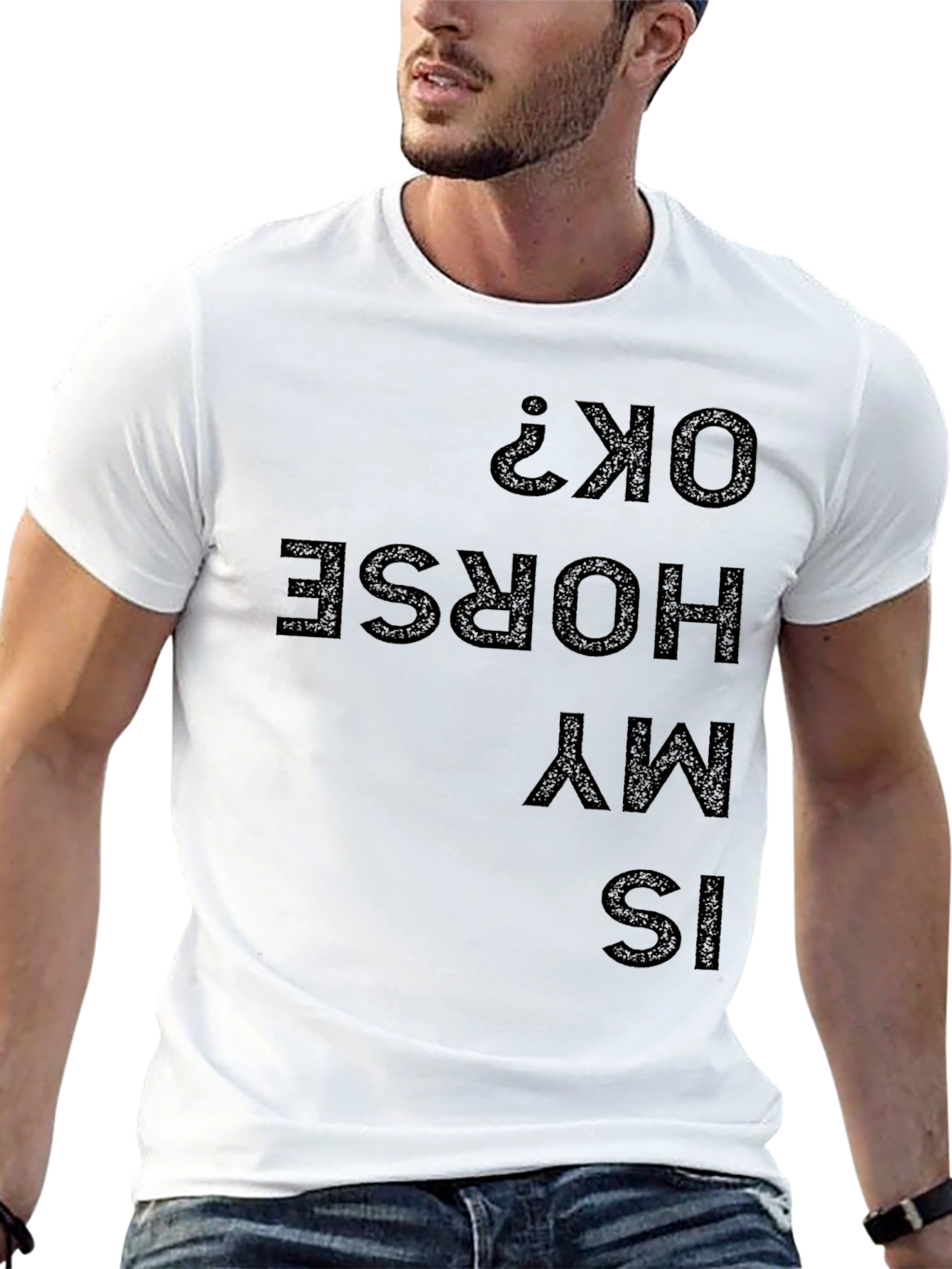 Black Is My Horse OK? T-Shirt - Quirky Graphic Tee view 13