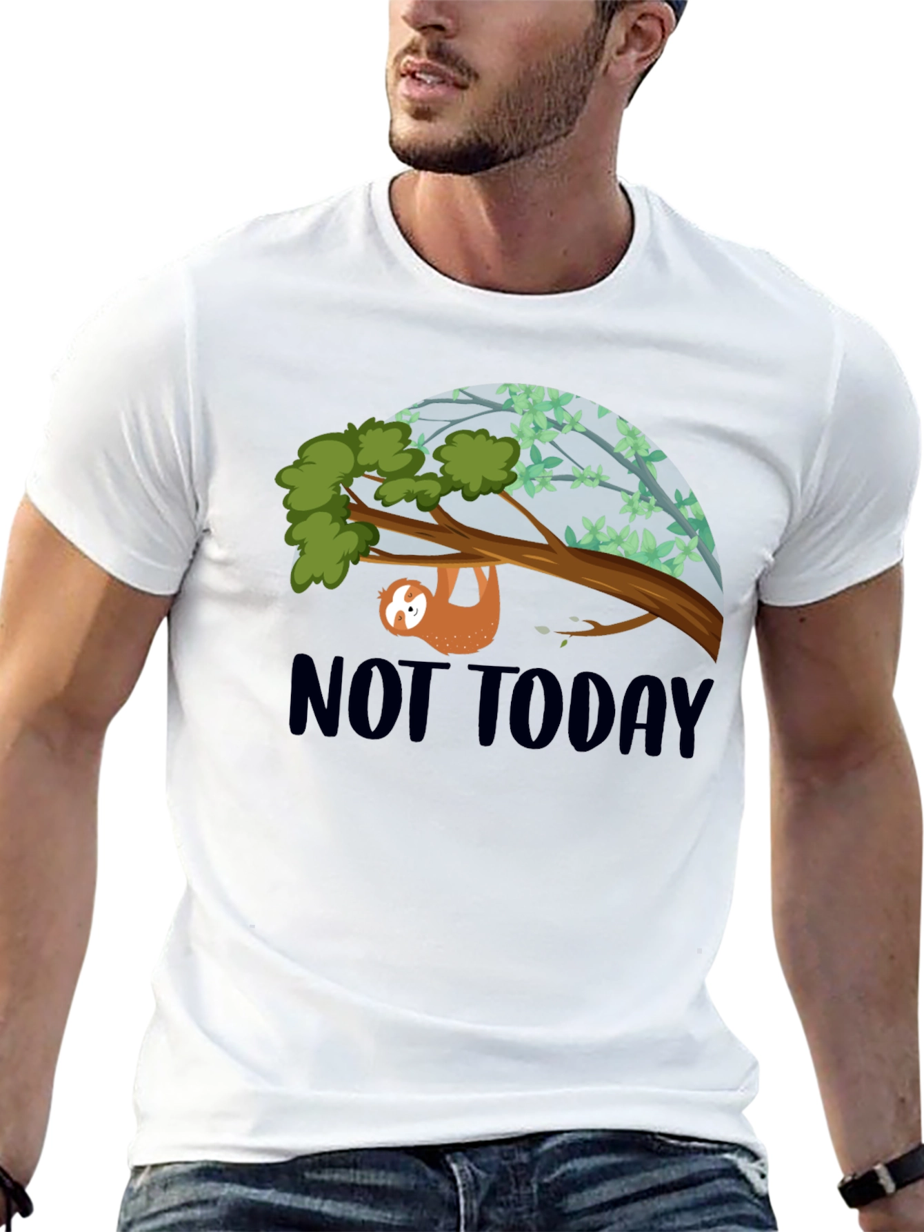 Black Not Today Sloth Graphic Tee - Relaxed Fit view 13
