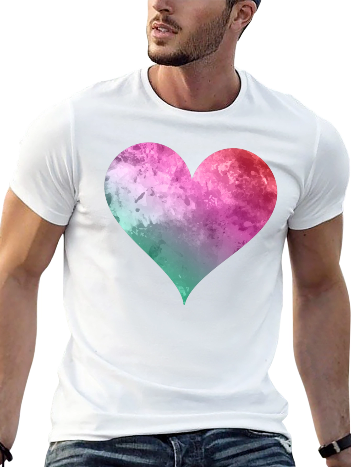 Black Watercolor Heart Graphic T-Shirt - Casual Style view 13