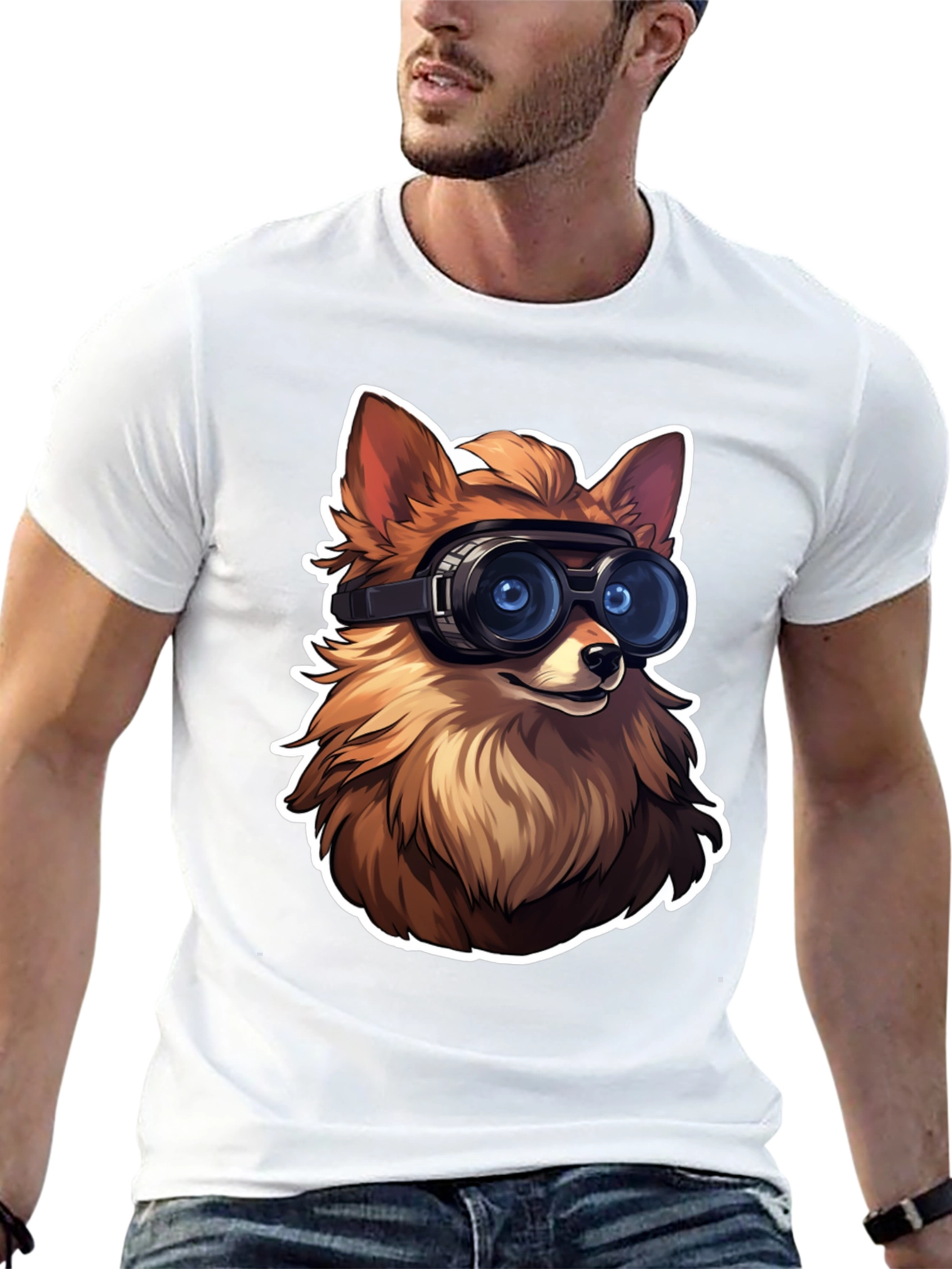 Black Fox Goggles Graphic Tee - Cool Animal Design view 13