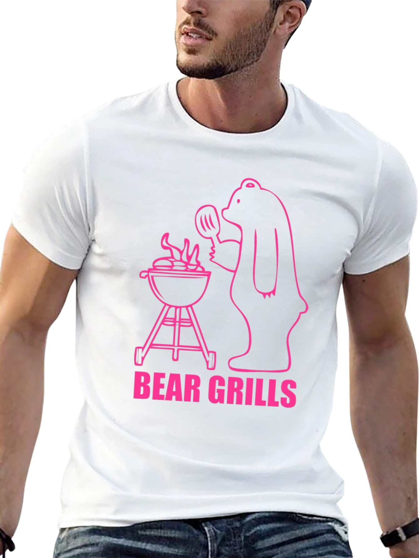Black Bear Grills Graphic T-Shirt - Funny BBQ Bear view 13