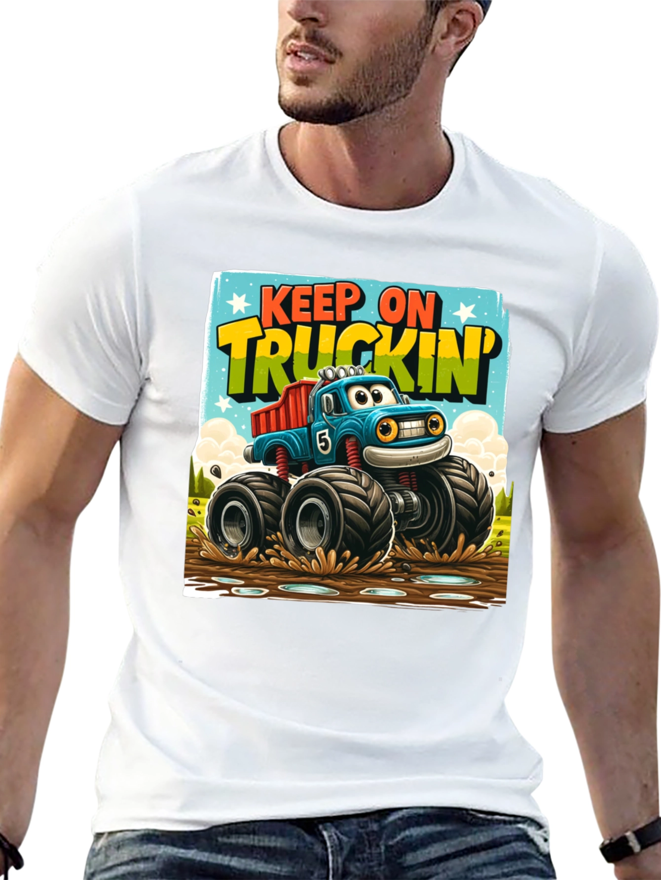 Black Keep On Truckin' Monster Truck T-Shirt view 13