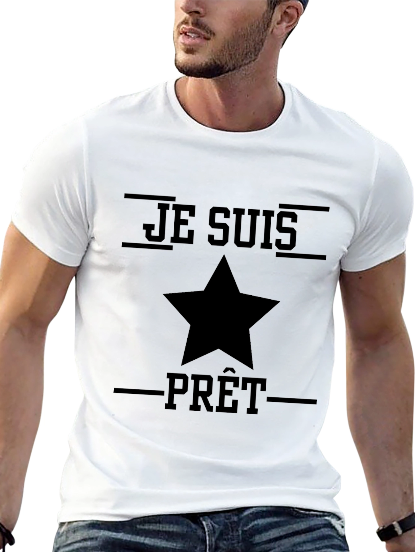 Black Je Suis Prêt Graphic Tee - Black Cotton Shirt view 13