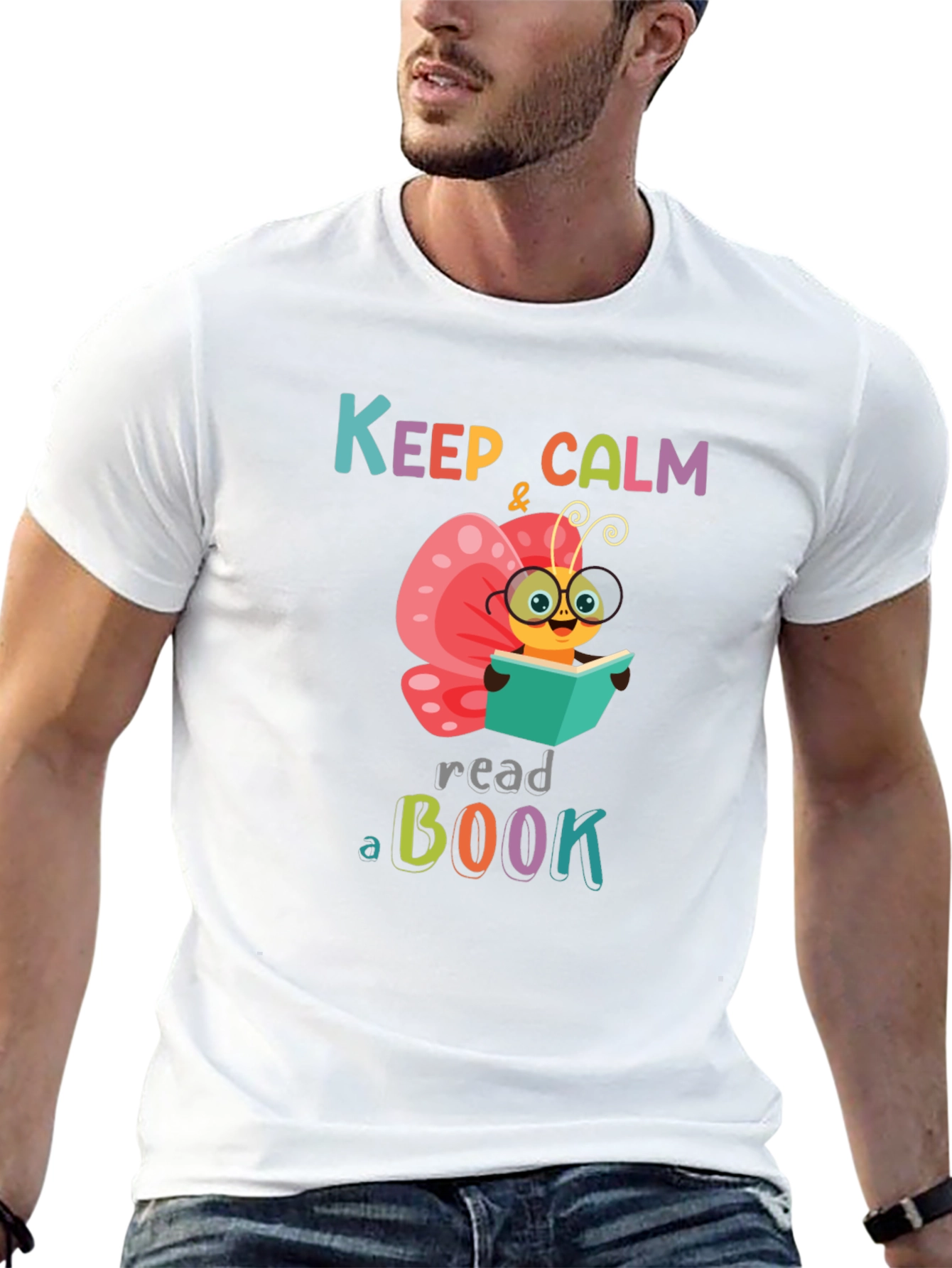 Black Keep Calm Read a Book T-Shirt view 13