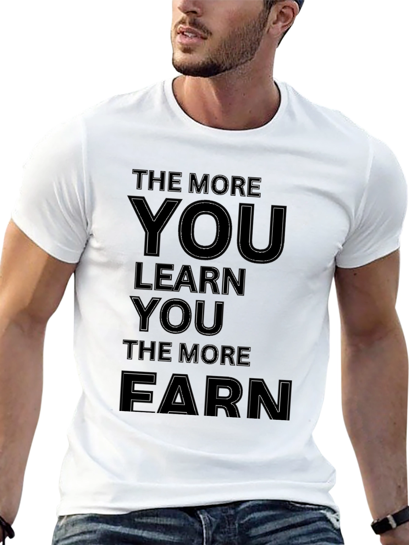 Black The More You Learn Motivational Graphic Tee view 13