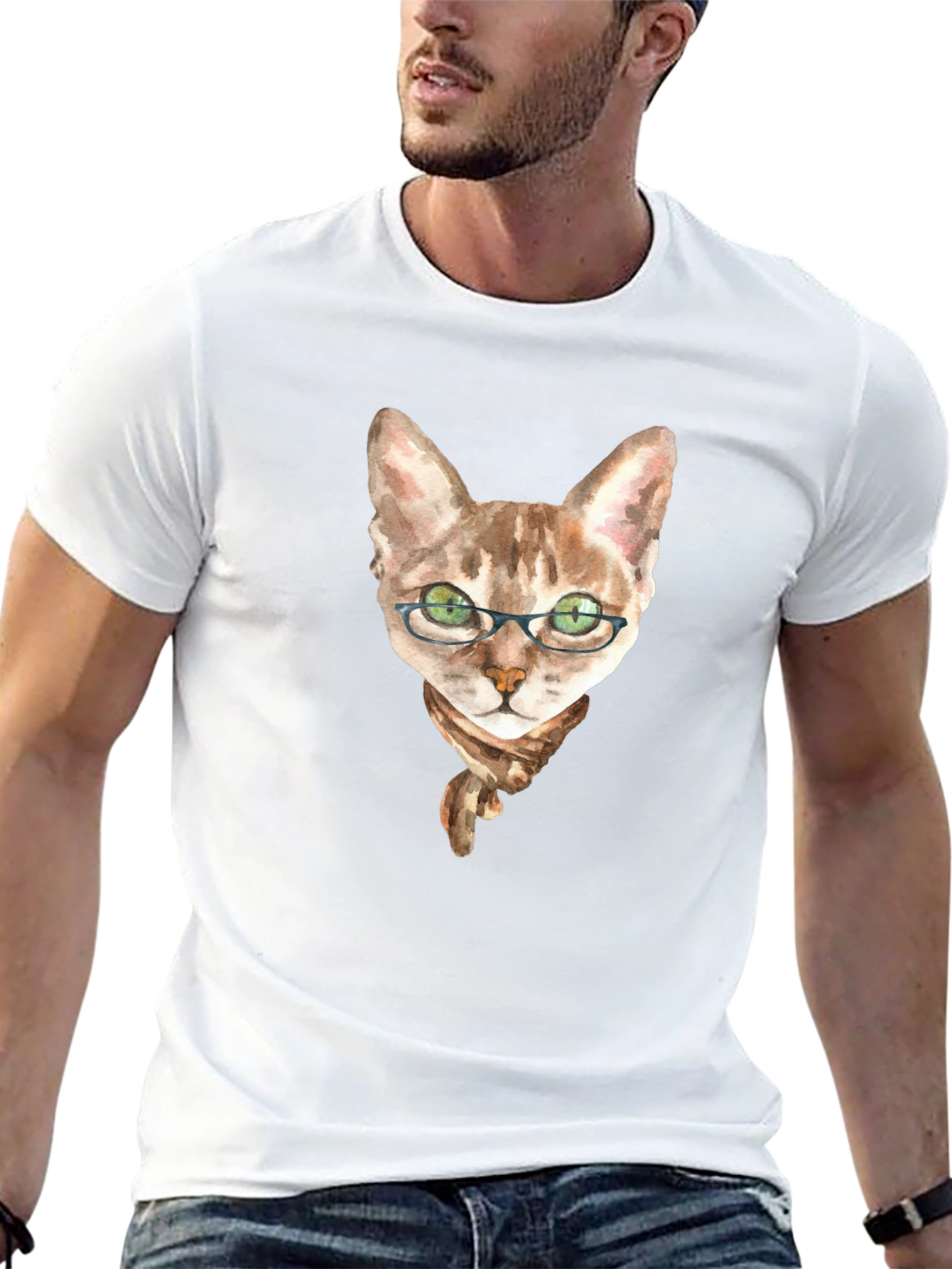 Black Cat with Glasses T-Shirt view 13