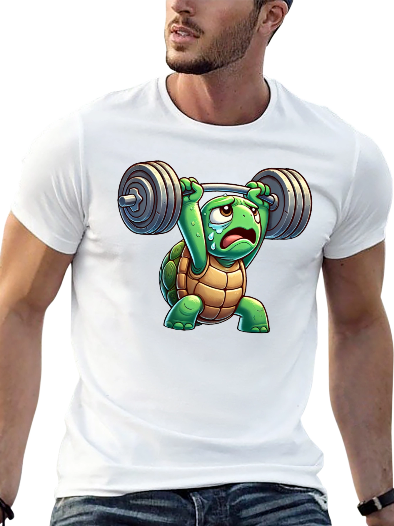Black Turtle Lifting Weights T-Shirt view 13