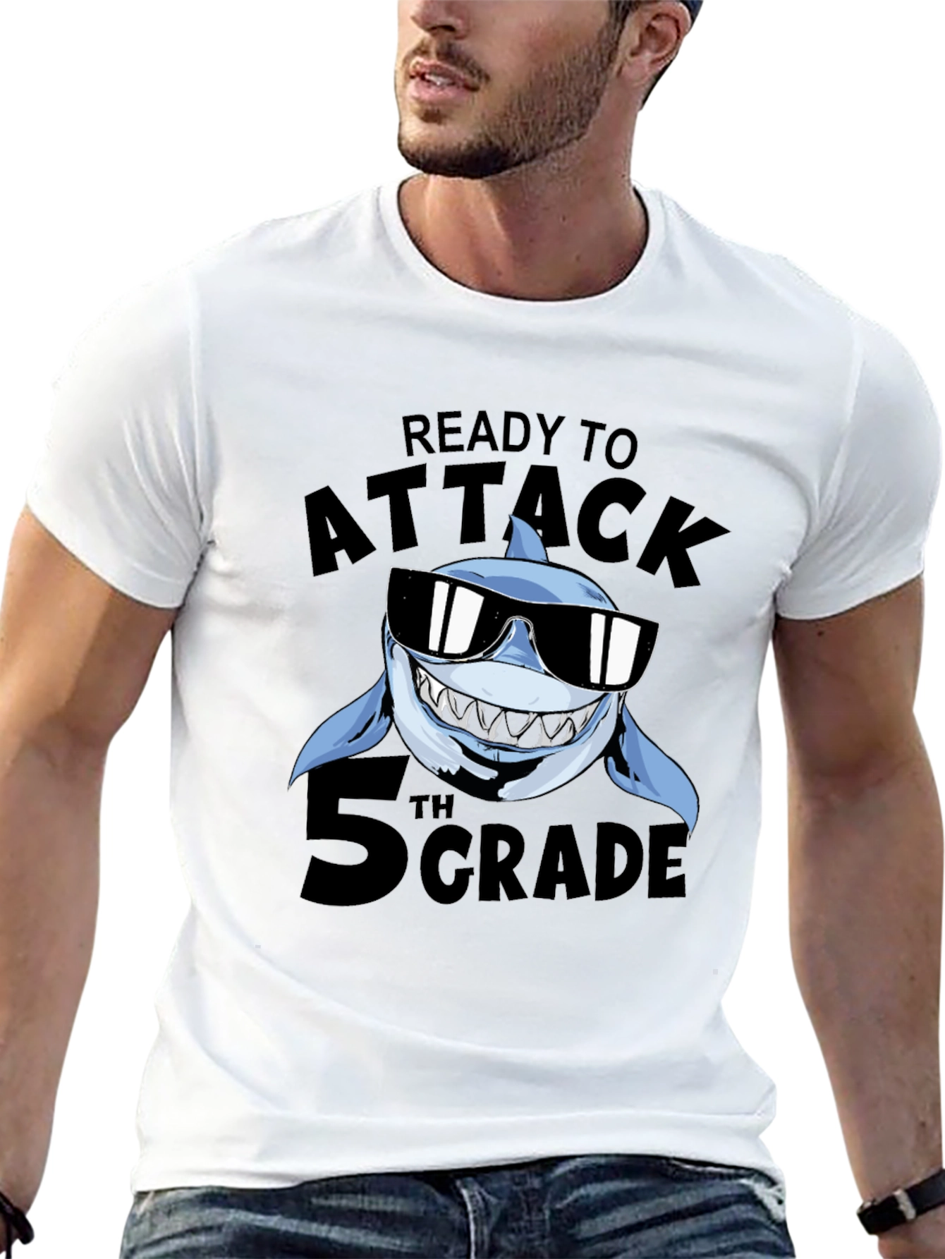 Black Ready to Attack 5th Grade Shark T-Shirt view 13