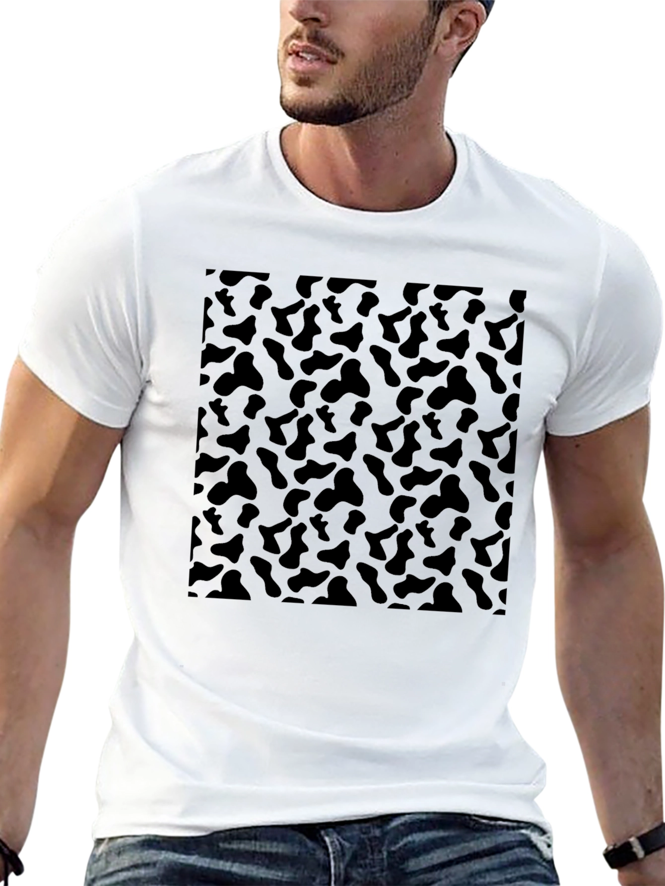 Black Black Patterned Men's T-Shirt view 13