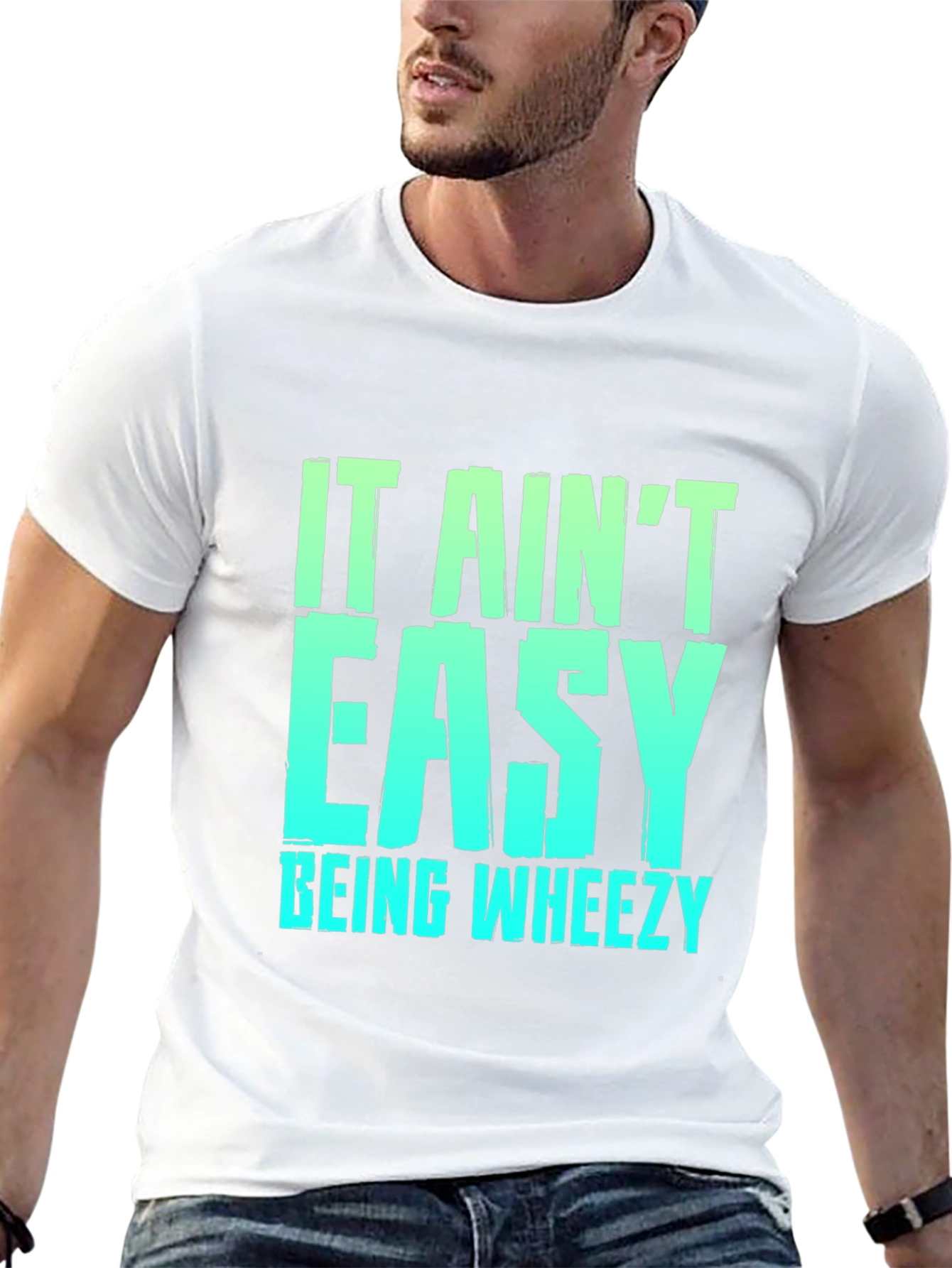 Black It Ain't Easy Being Wheezy Black Graphic T-Shirt view 13