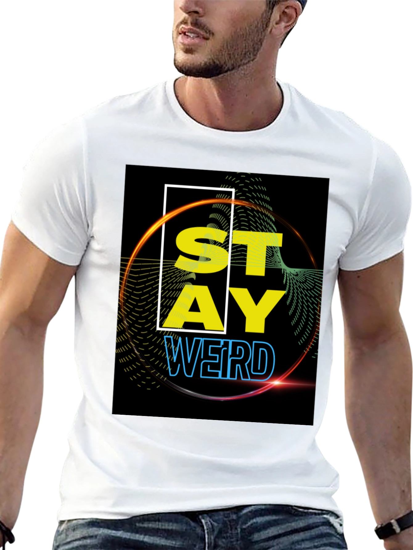 Black Stay Weird Graphic Tee - Black view 13
