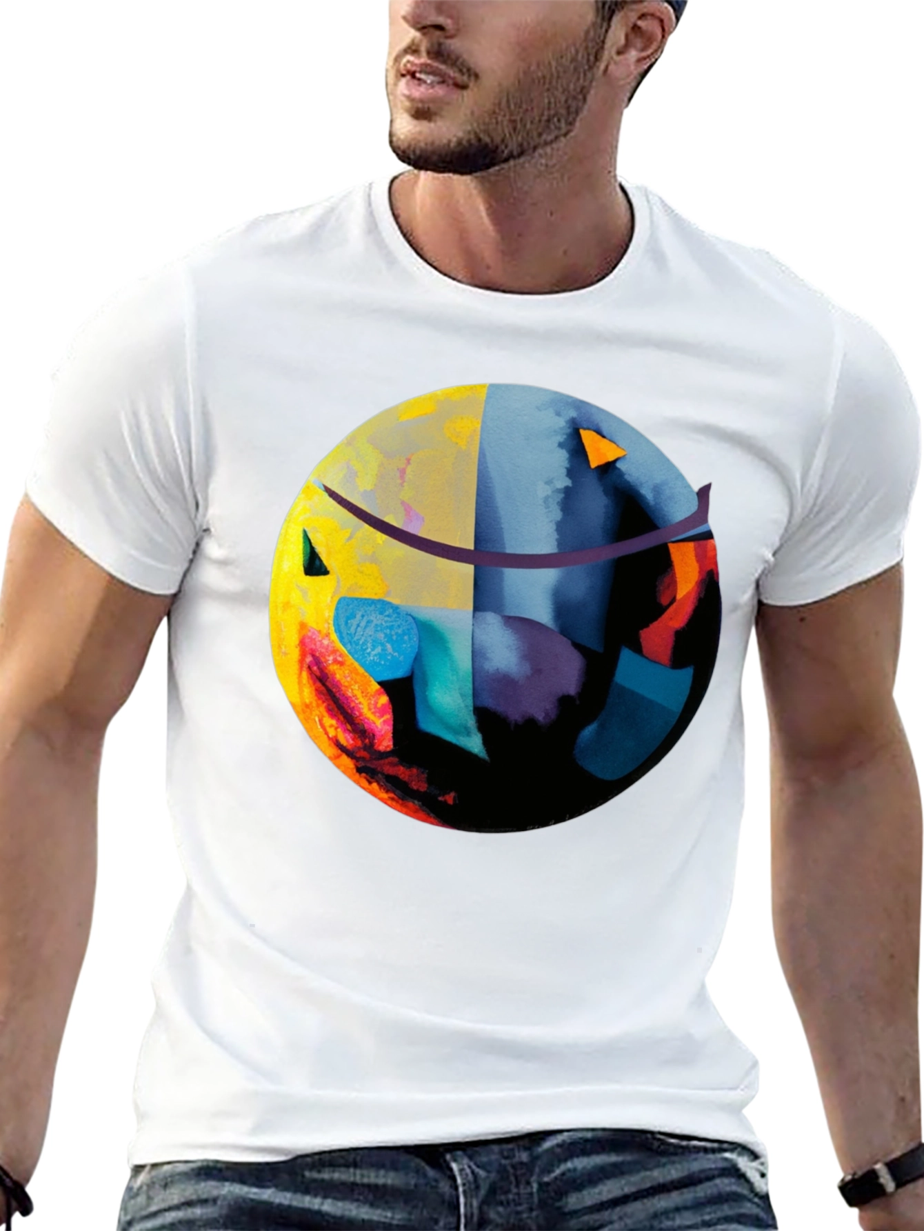 Black Abstract Graphic Print Black T-Shirt view 13