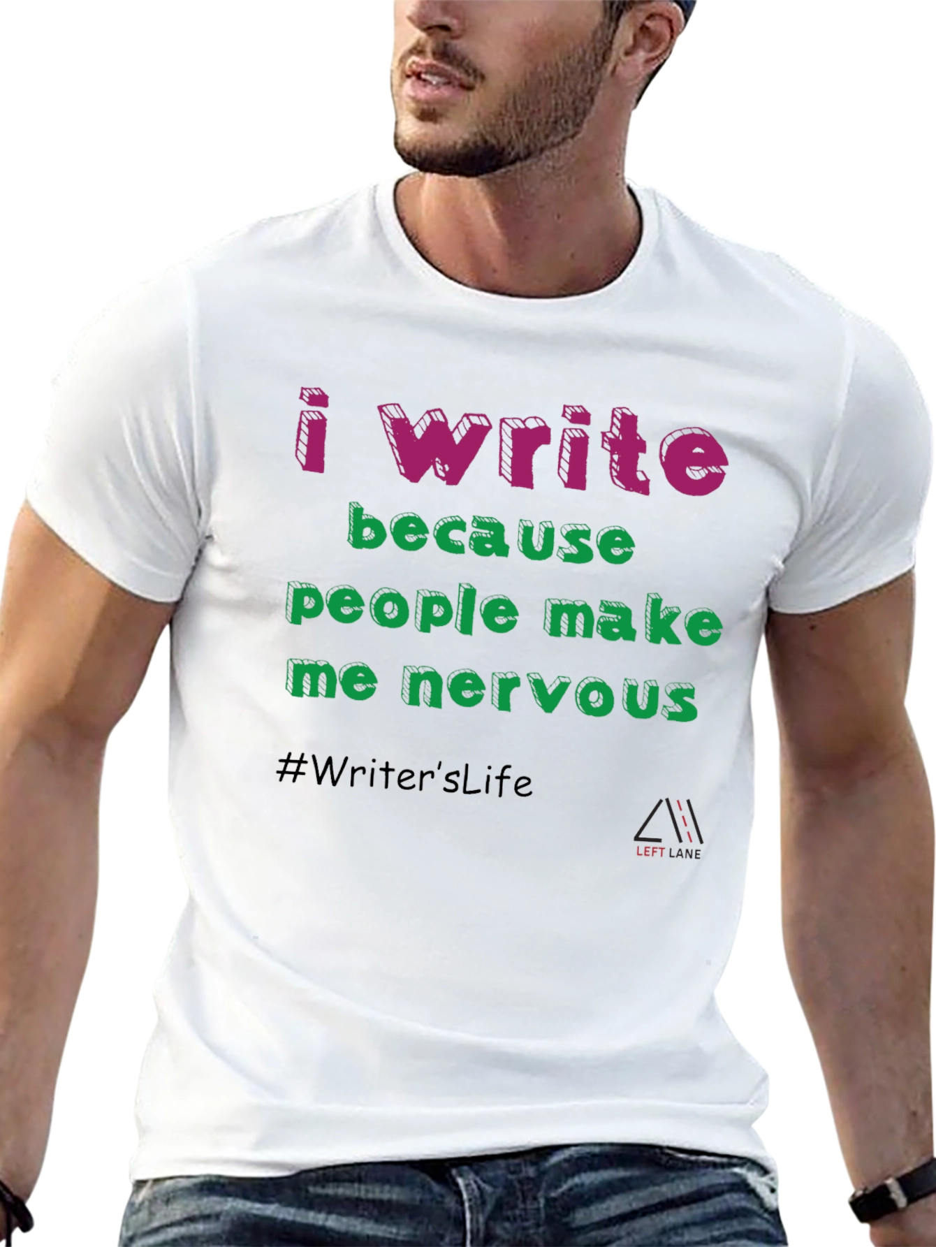 Black I Write Because People Make Me Nervous T-Shirt view 13