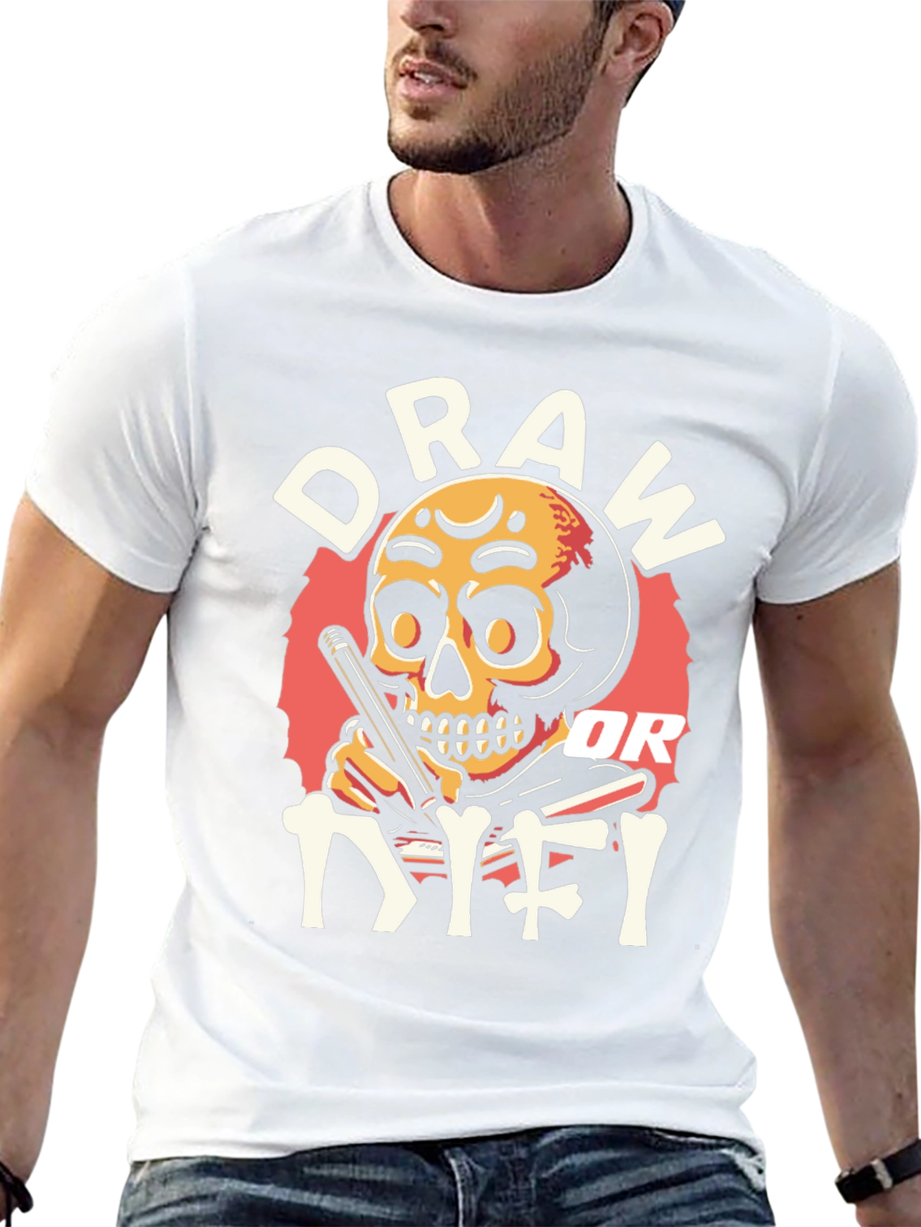 Black Draw or Die T-Shirt - Skull Design view 13