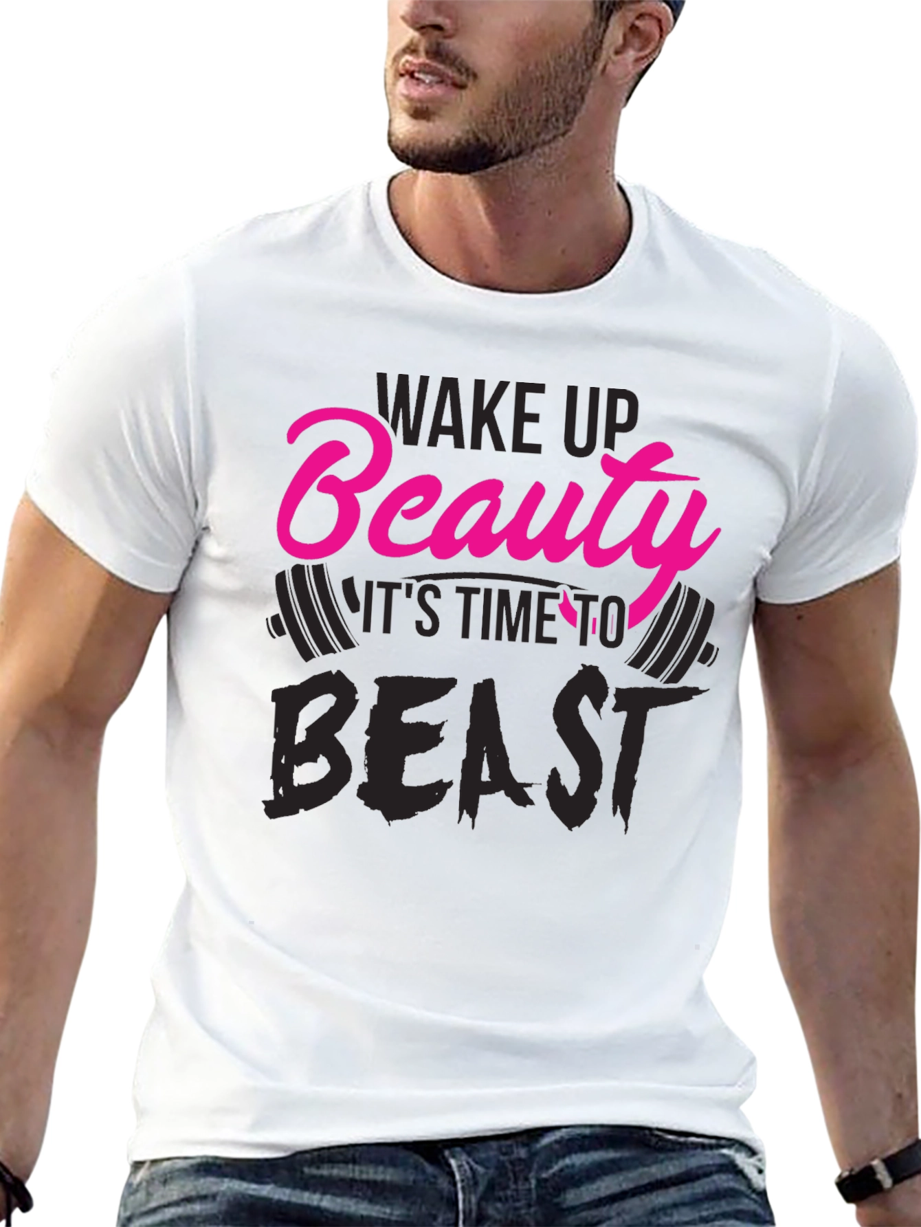 Black Wake Up Beauty, It's Time to Beast T-Shirt view 13