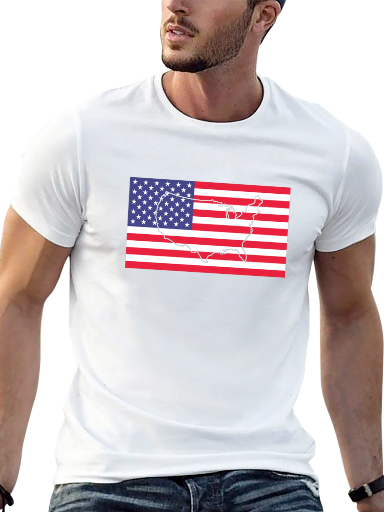USA Flag Outline T-Shirt - 13