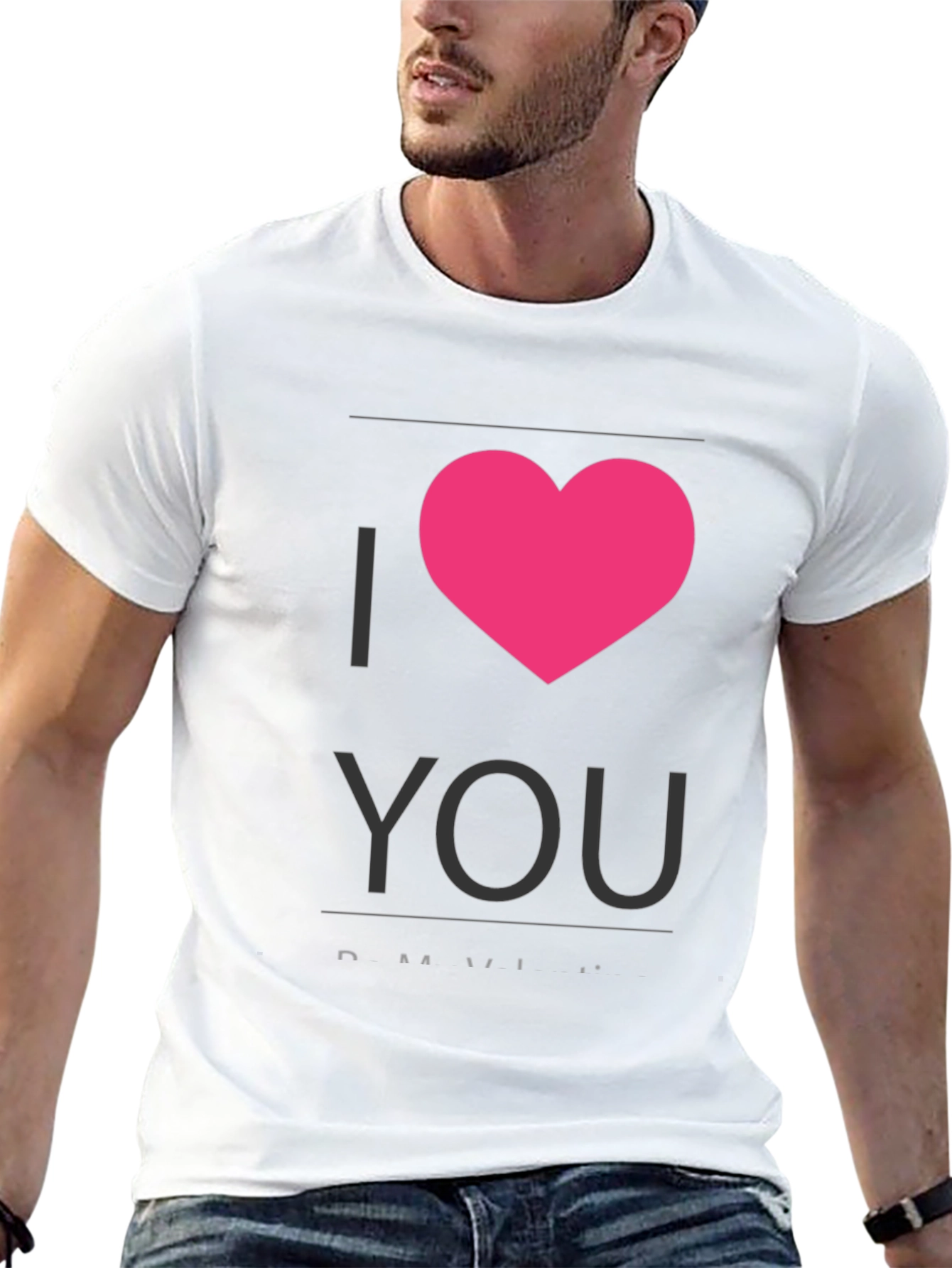Black I Heart You - Black Crew Neck T-Shirt view 13