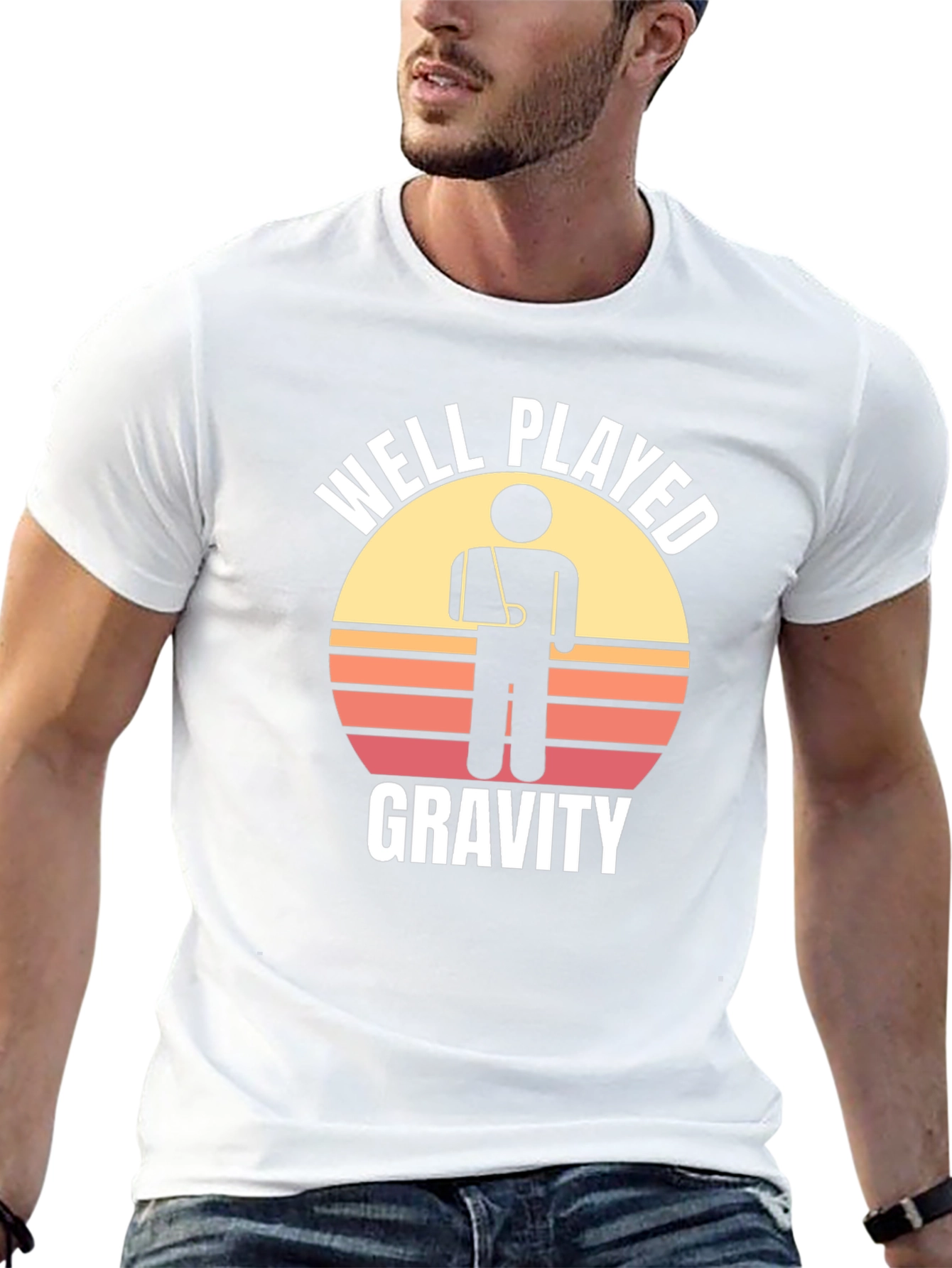 Black Well Played Gravity Graphic T-Shirt - Broken Arm Humor view 13