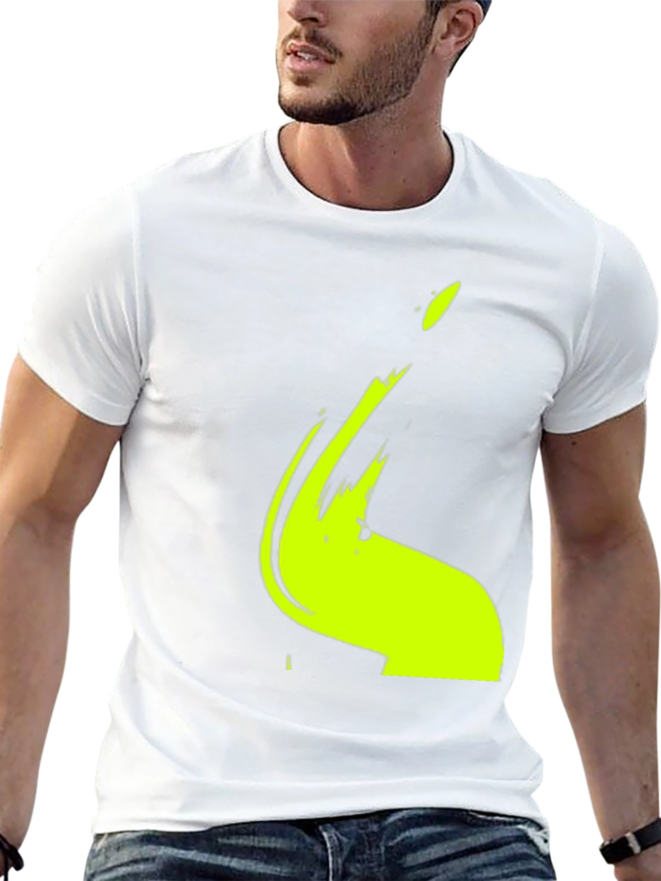 Black Modern Graphic Tee - Abstract Lime Print view 13