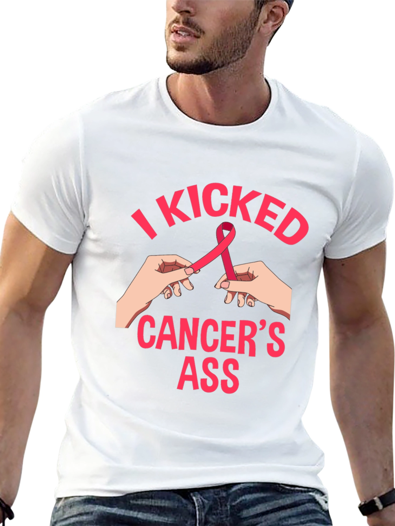 Black I Kicked Cancer's Ass Graphic Tee view 13