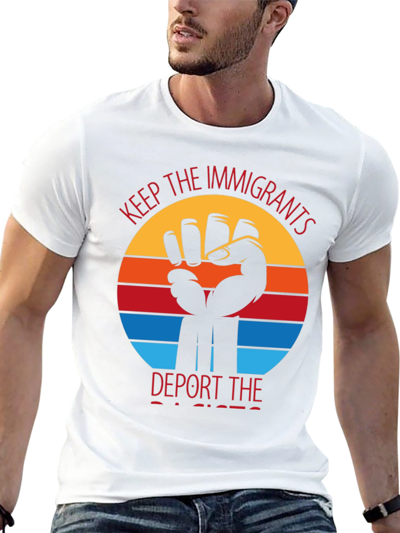 Black Keep The Immigrants, Deport Racists T-Shirt view 13