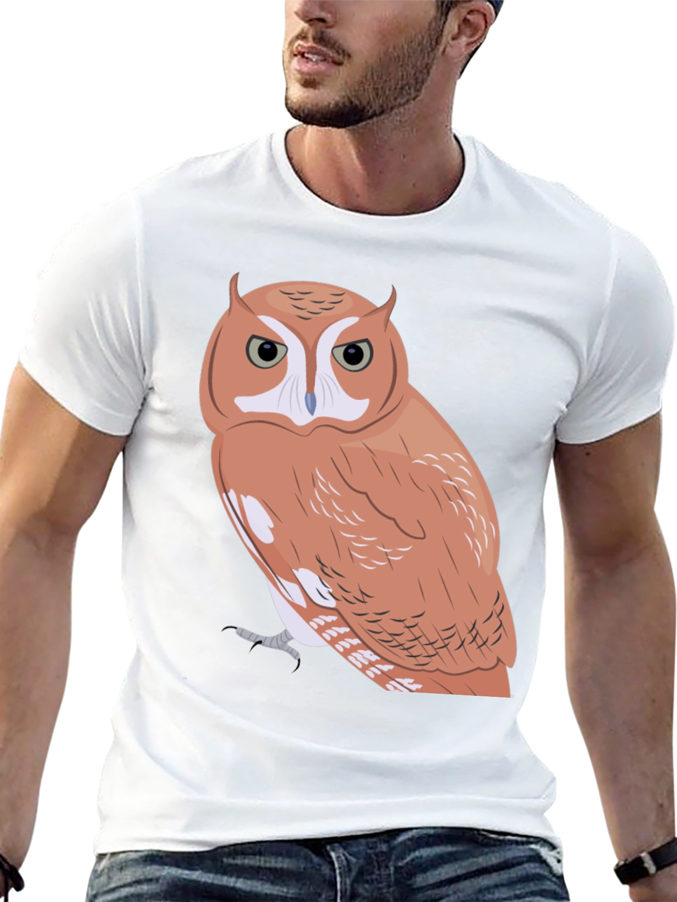 Black Owl Graphic Tee - Men's Black Cotton Blend T-Shirt view 13