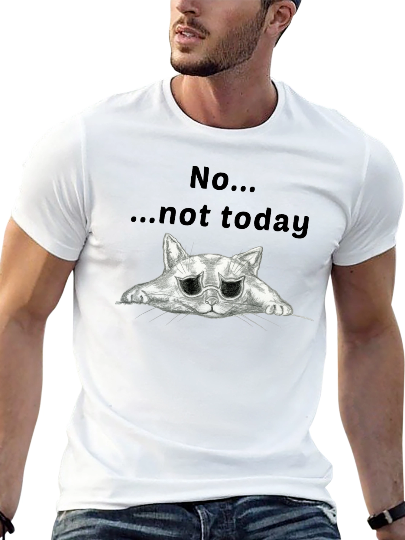 Black No... Not Today Cat Graphic T-Shirt view 13