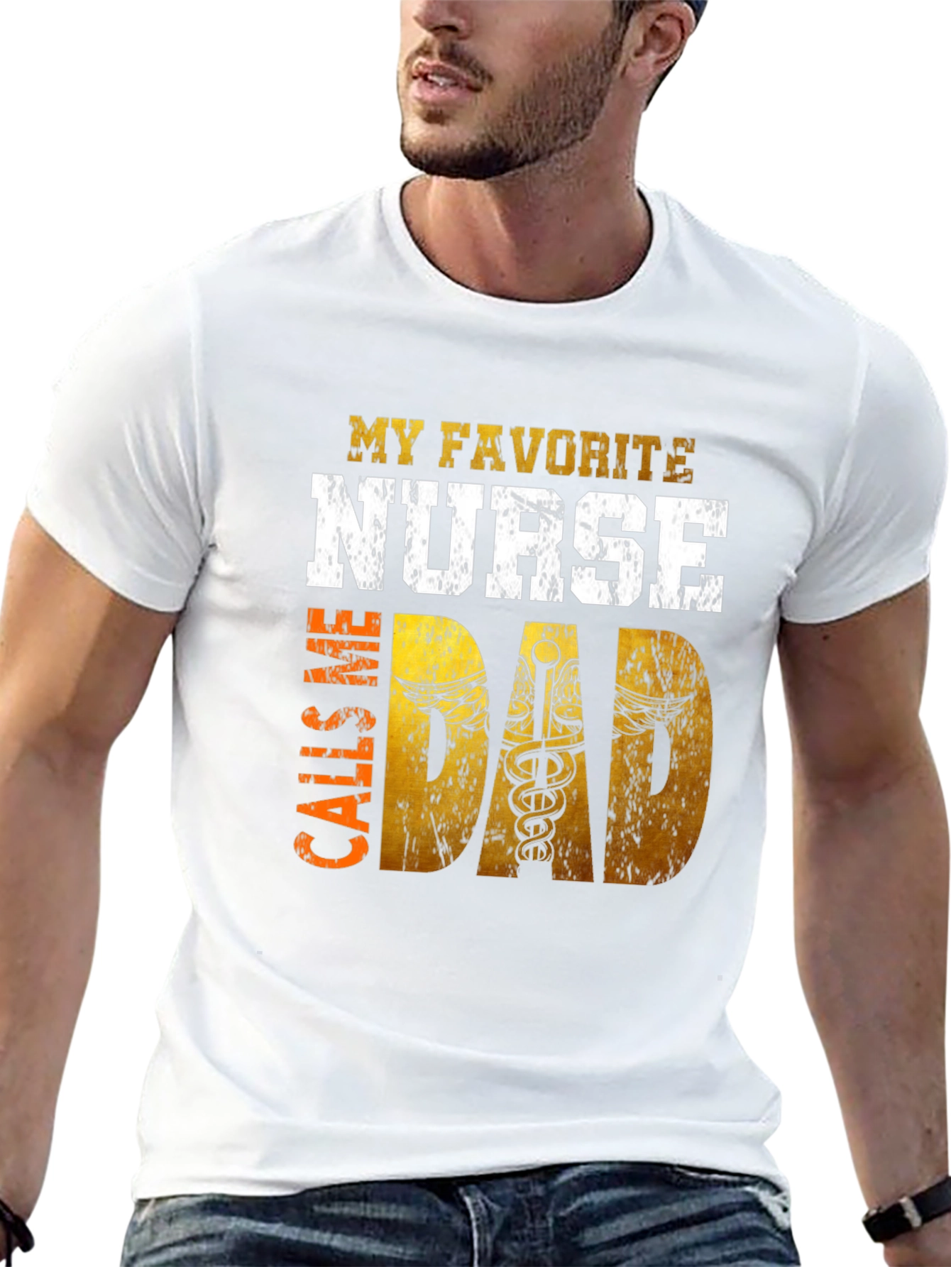Black My Favorite Nurse Calls Me Dad Graphic T-Shirt view 13