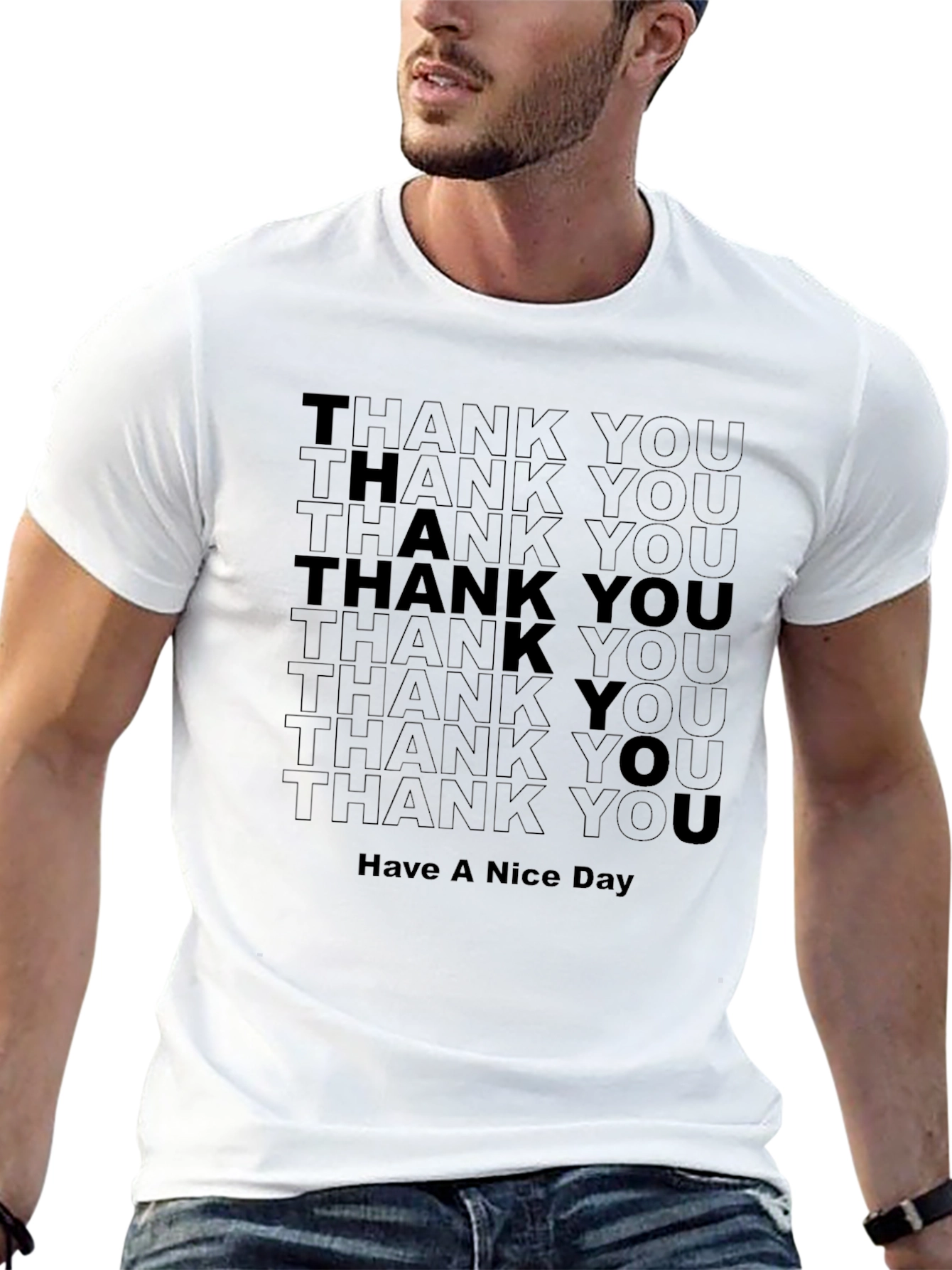 Black Thank You Have A Nice Day Graphic Tee view 13