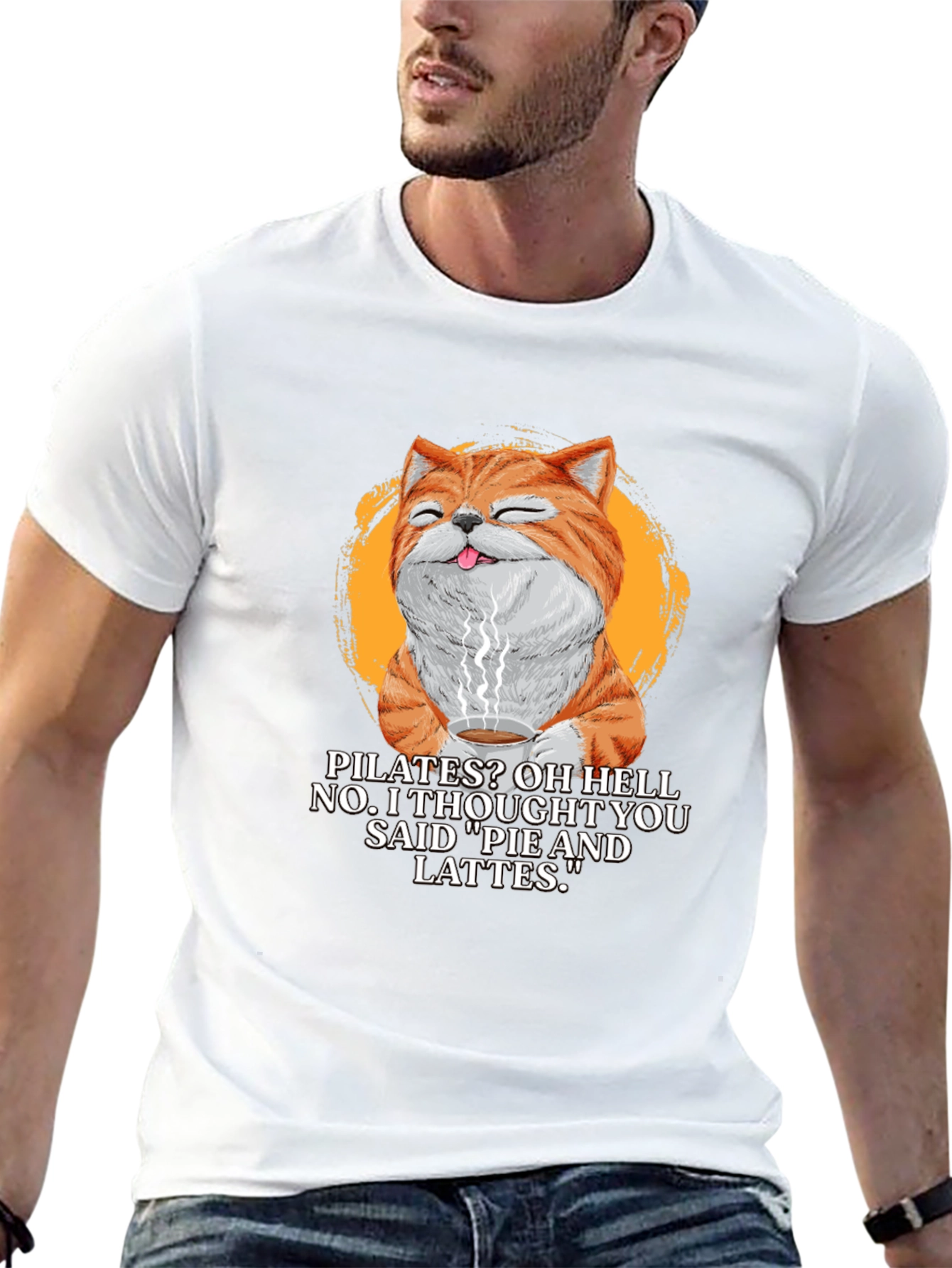 Pilates? Pie & Lattes Cat Graphic T-Shirt - 13
