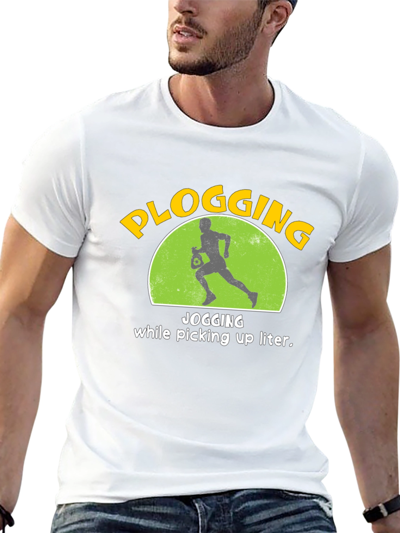 Black Plogging T-Shirt: Jogging While Picking Up Litter! view 13