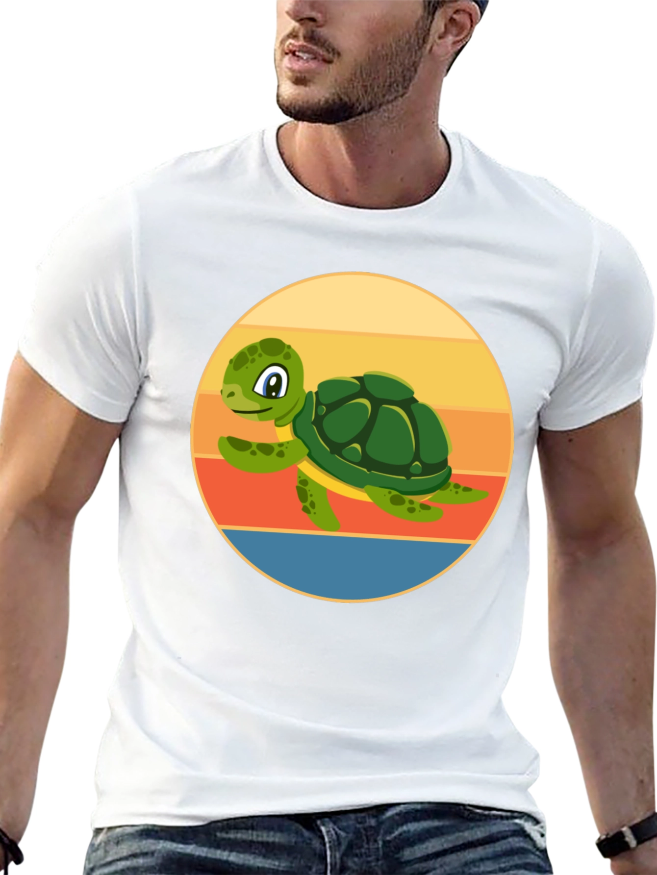 Black Cute Turtle Graphic Tee - Retro Style view 13