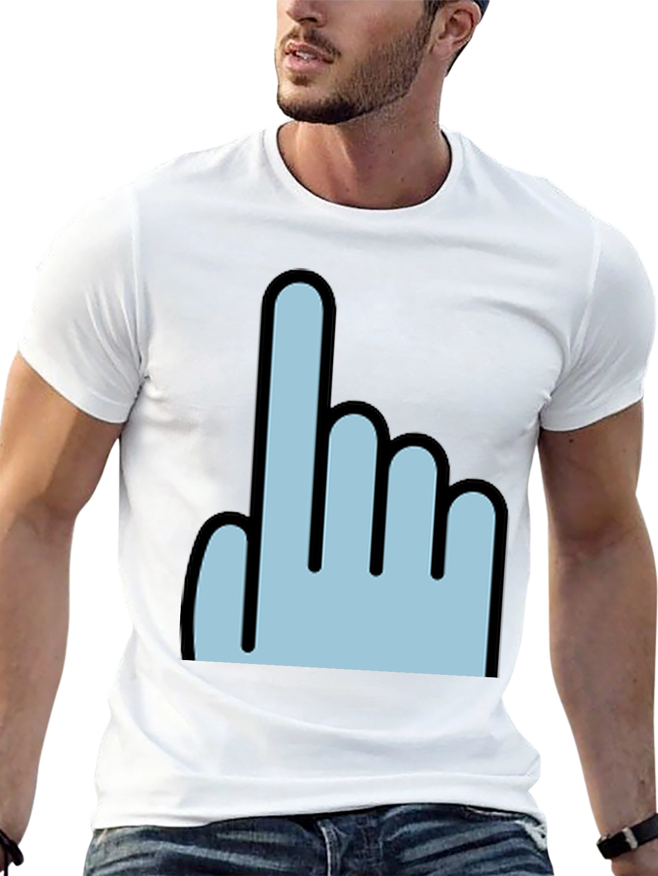 Black Pointing Finger Graphic Tee - Trendy Black T-Shirt view 13