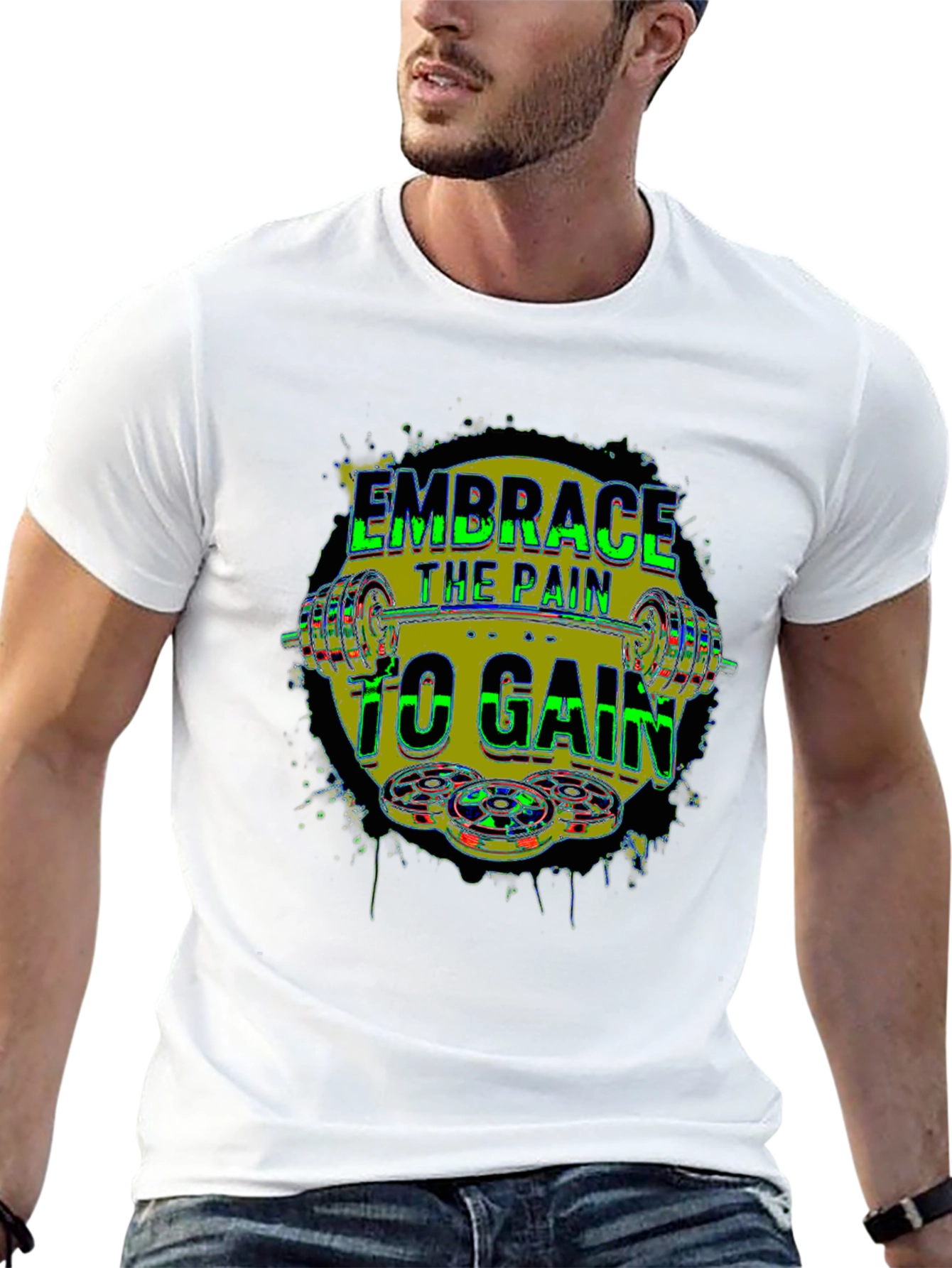 Black Embrace the Pain to Gain Fitness T-Shirt view 13