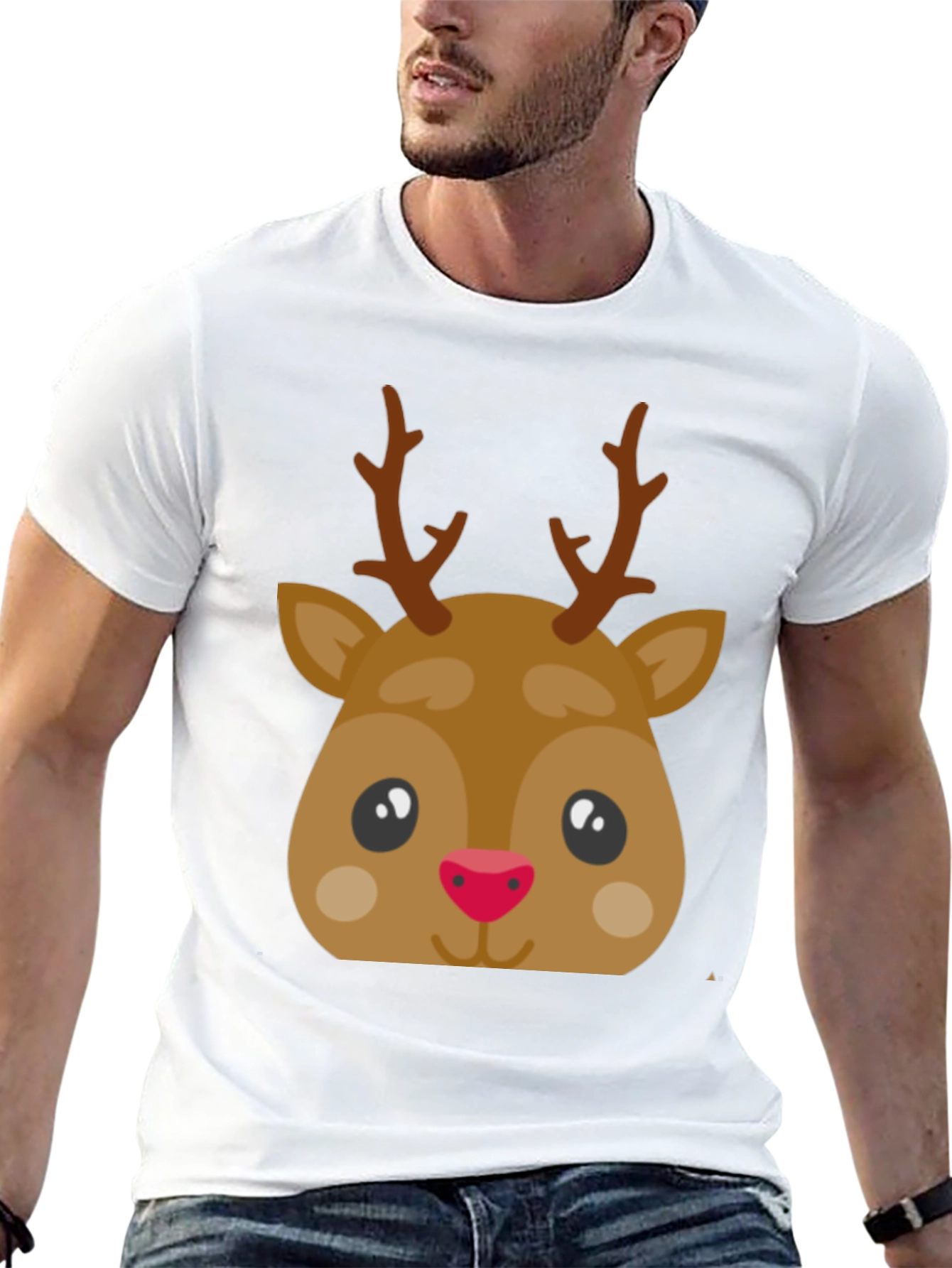 Black Festive Reindeer Graphic Tee - Holiday Fun! view 13