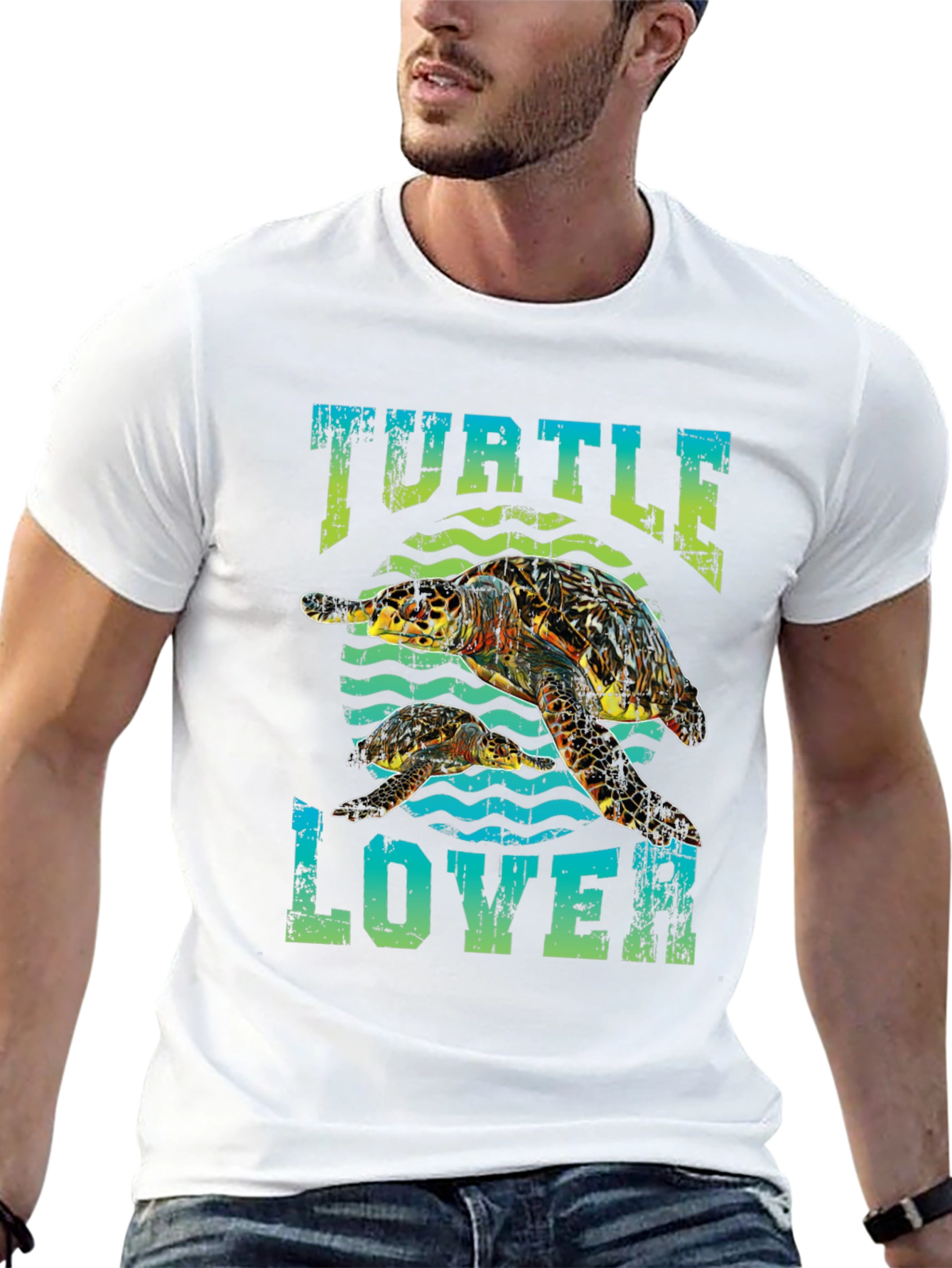 Black Turtle Lover Graphic Tee - Black Cotton T-Shirt view 13