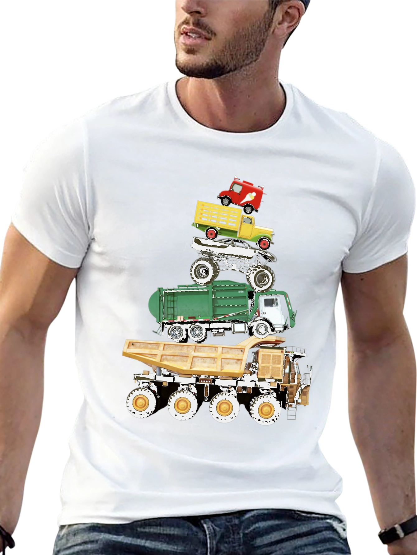Black Truck Stack Graphic Tee - Fun Novelty Design view 13