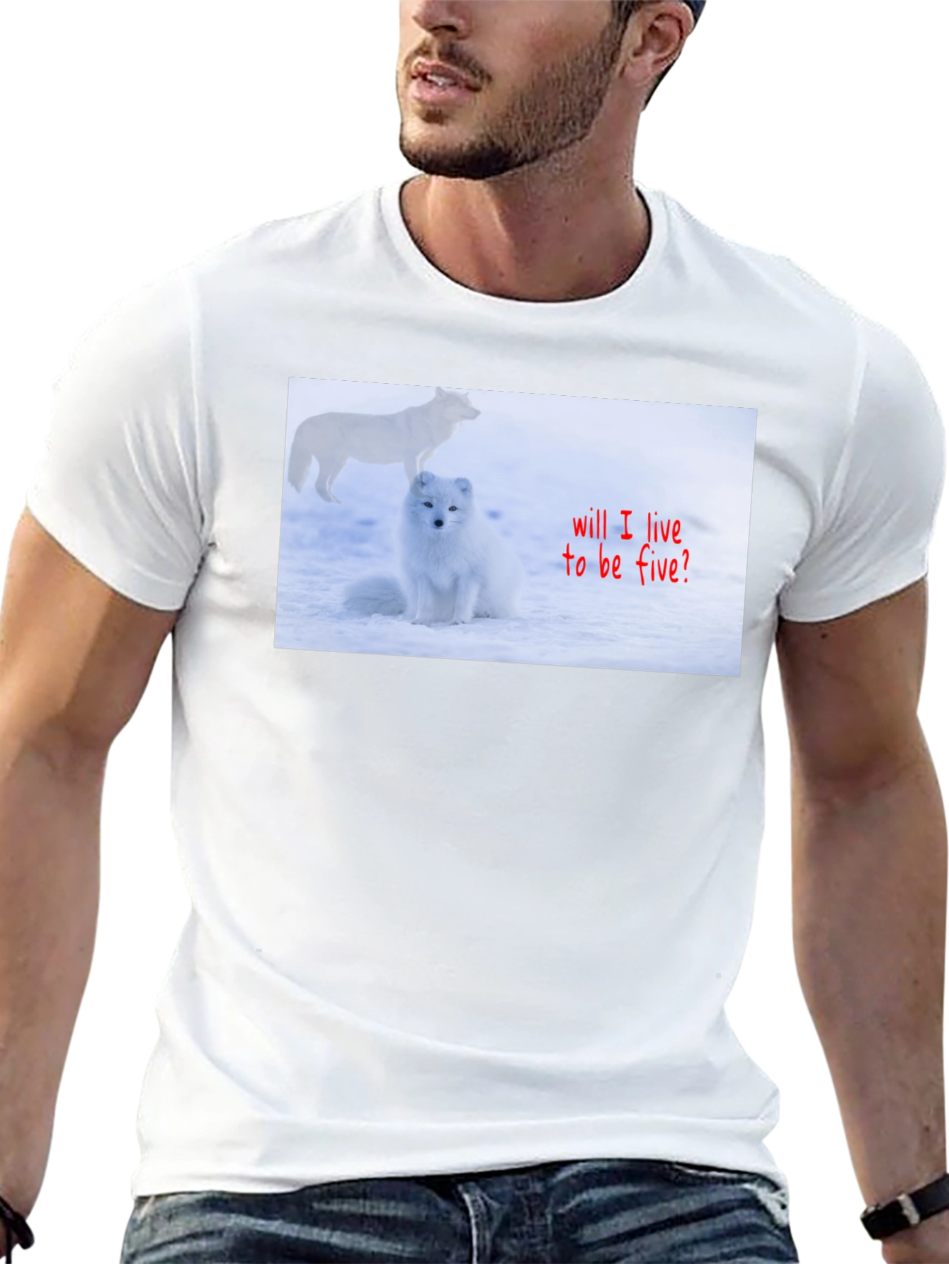 Black Arctic Fox T-Shirt - "Will I Live to Be Five?" view 13