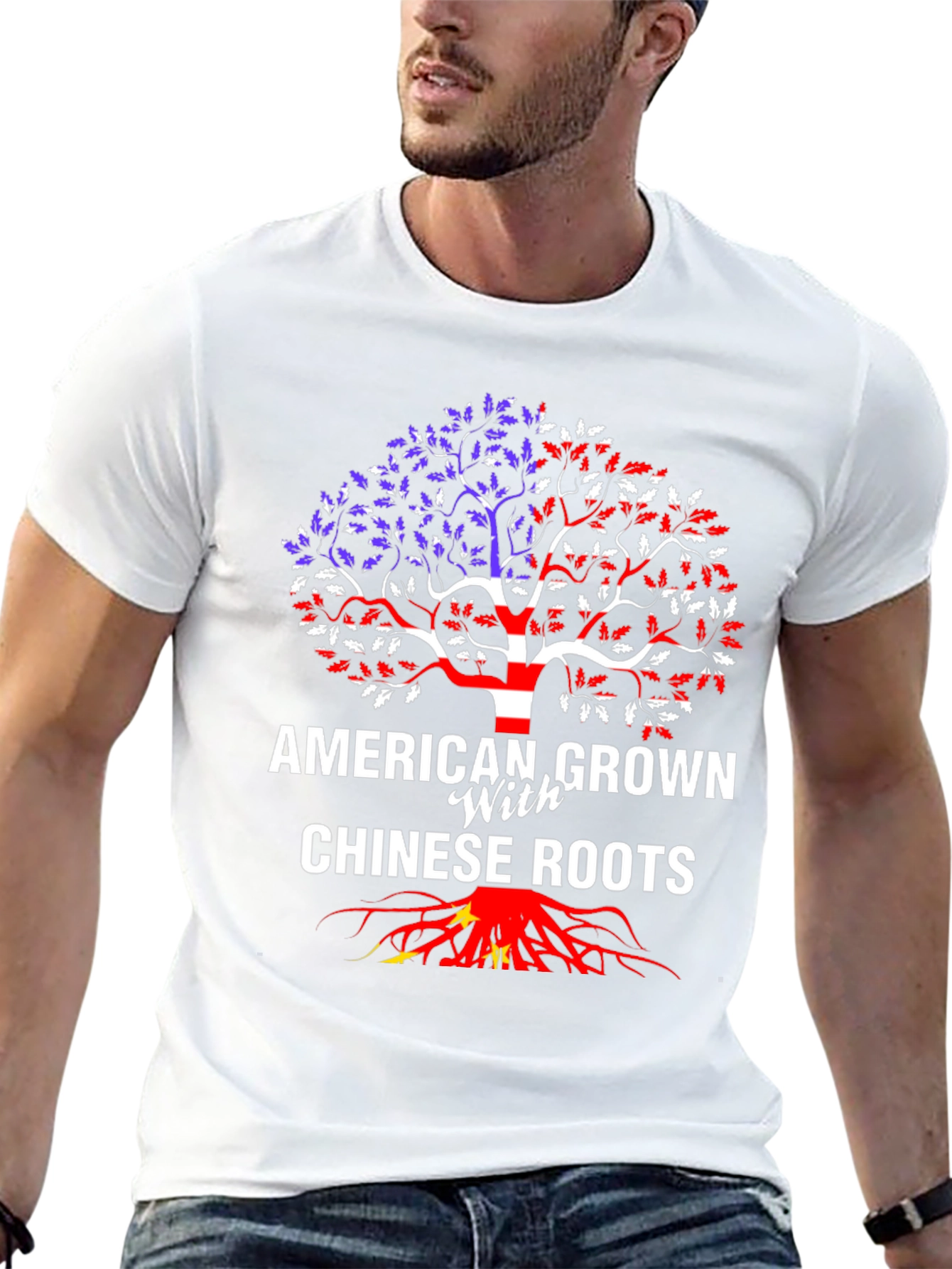 Black American Grown with Chinese Roots T-Shirt view 13