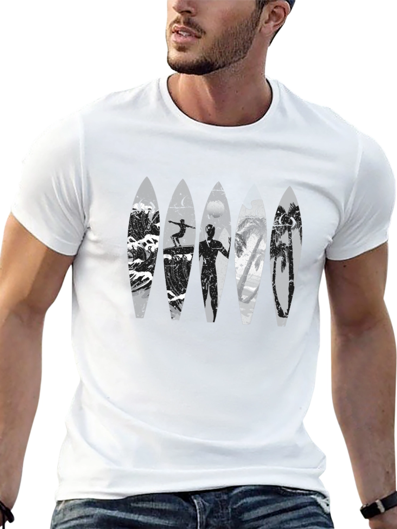 Black Surfboard Graphic Tee - Coastal Lifestyle view 13