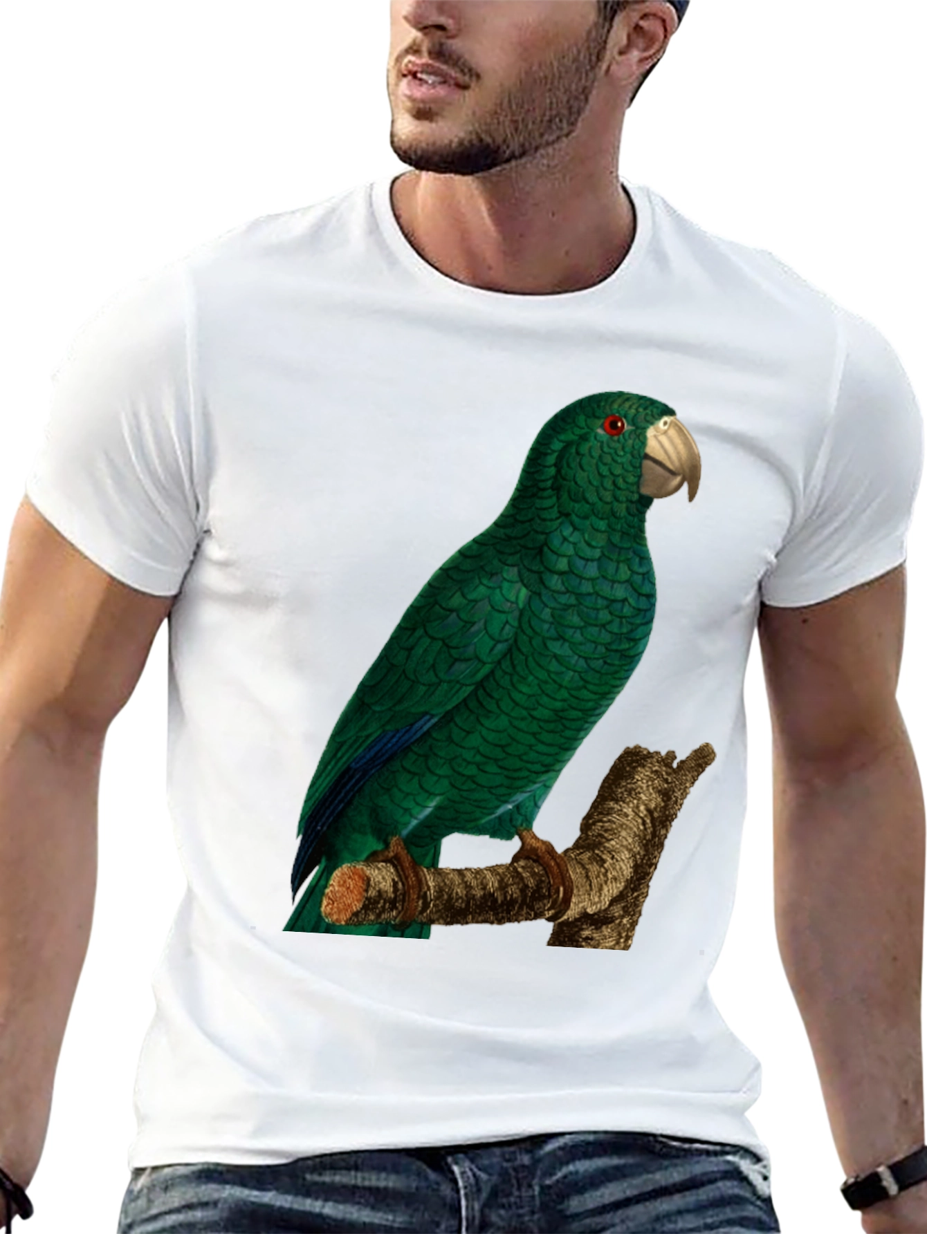 Black Green Parrot Graphic Tee - Nature Lover's Apparel view 13
